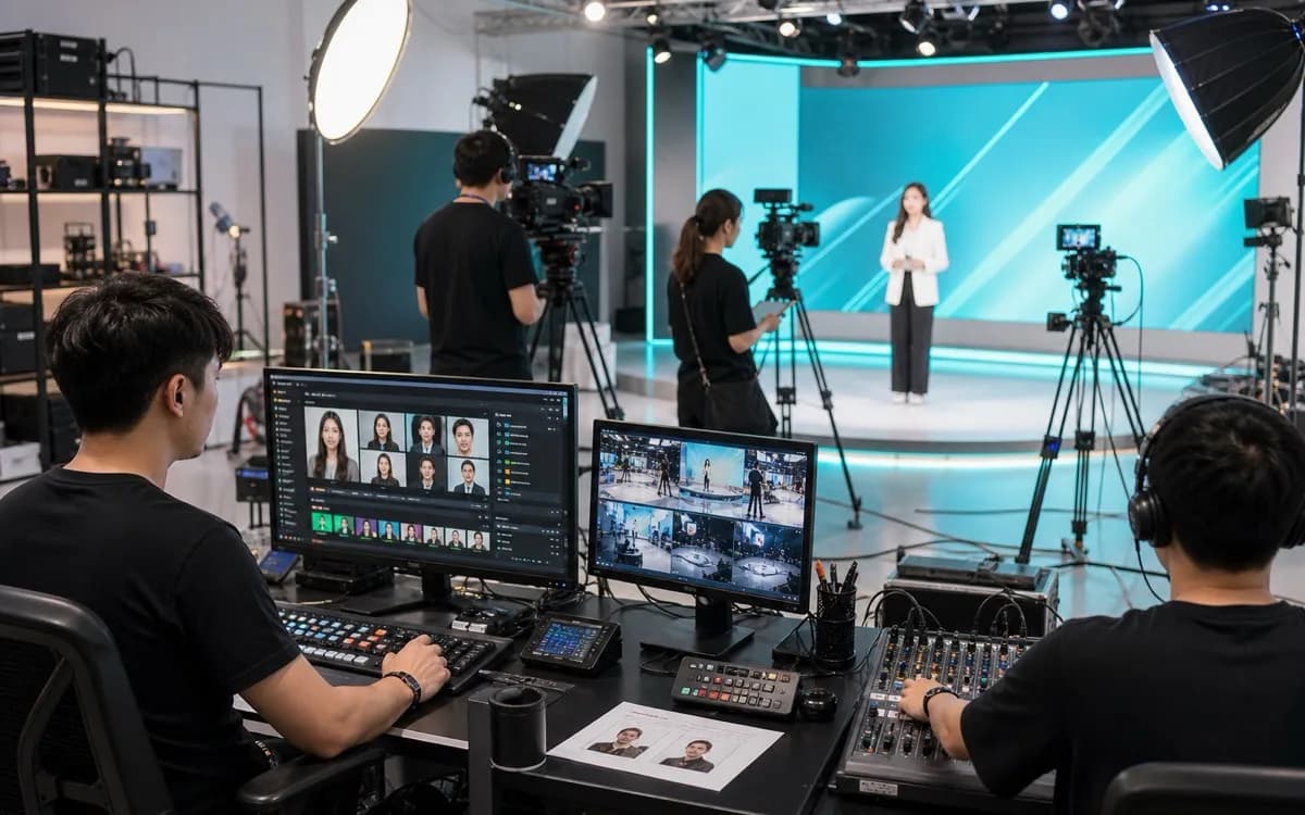 Live event or booth team reviewing VidMage assets, variants, and delivery output