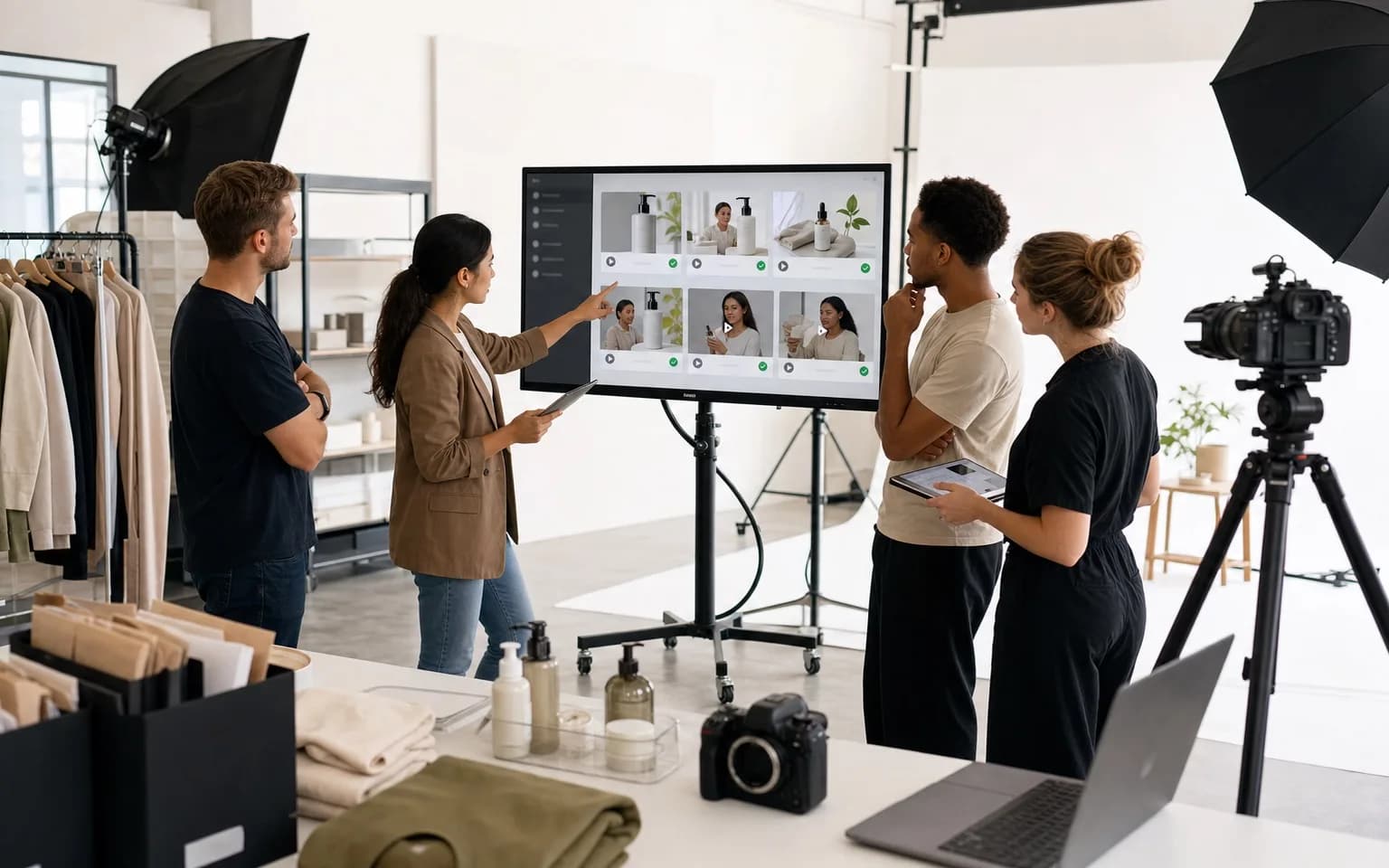In-house brand content studio reviewing VidMage assets, variants, and delivery output