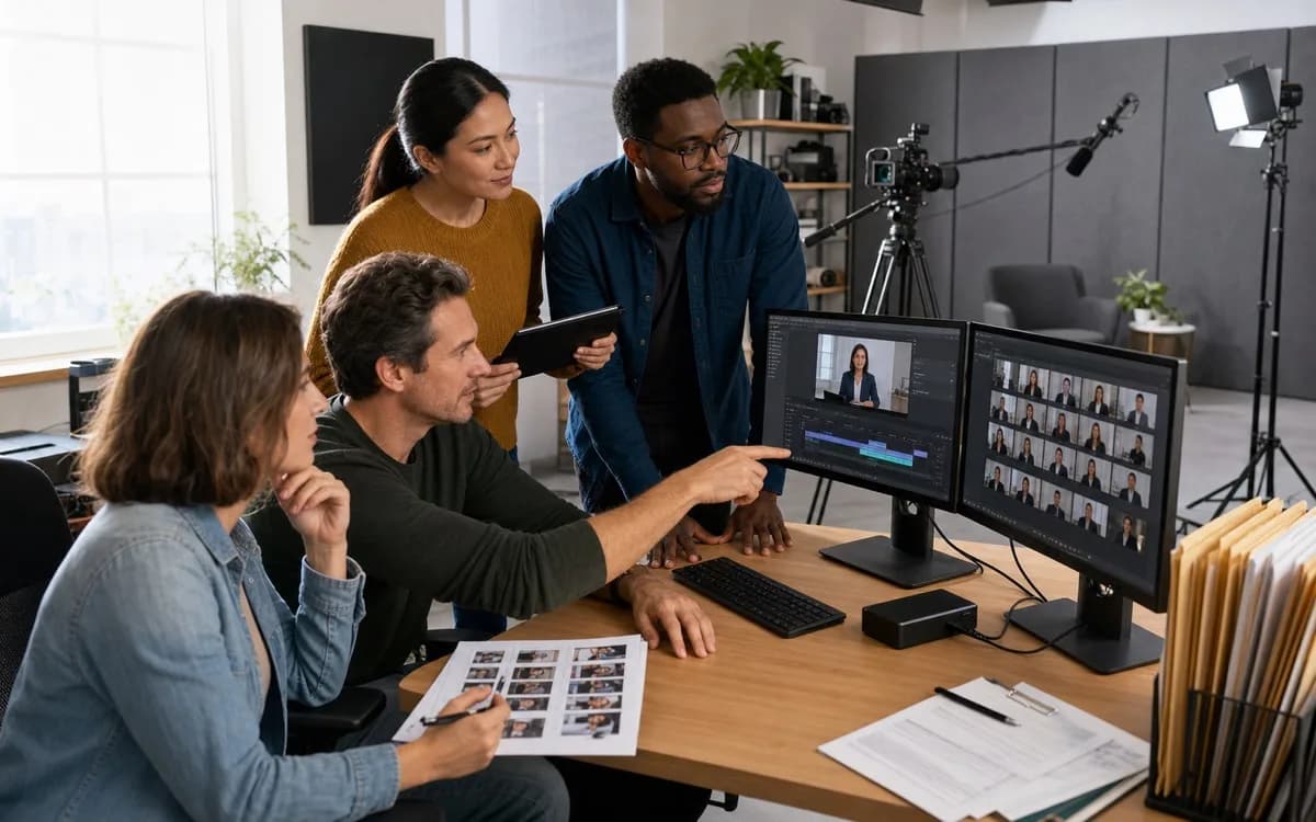 Course or coaching program studio reviewing VidMage assets, variants, and delivery output