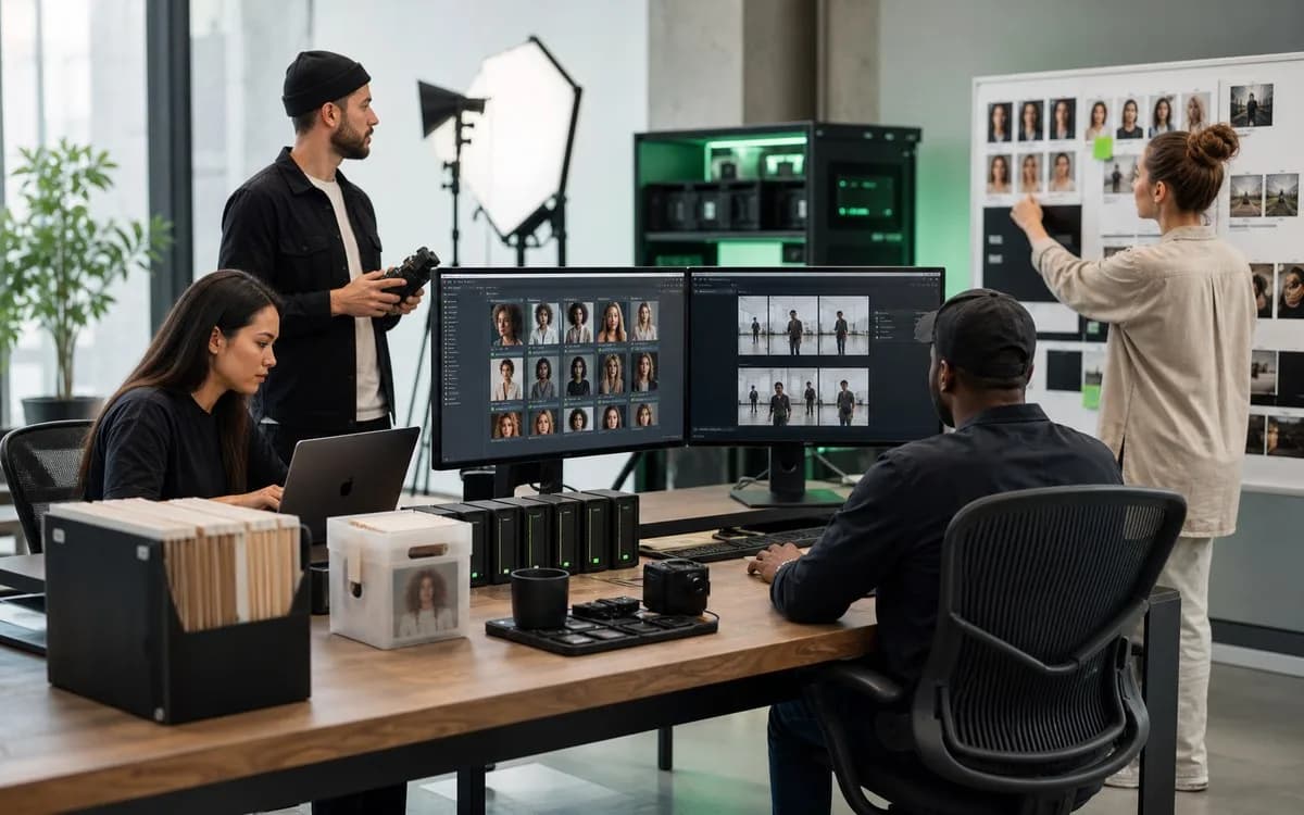 Client or in-house brand desk reviewing VidMage assets, variants, and delivery output
