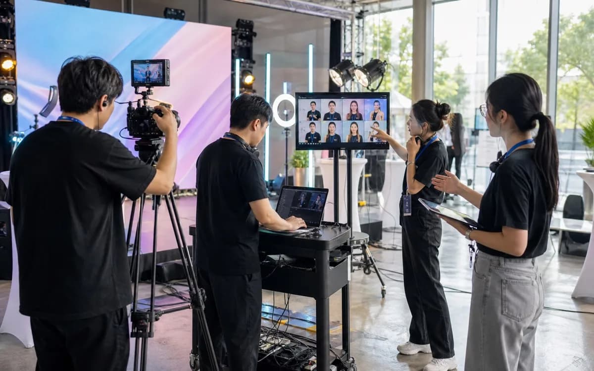Event and activation crew reviewing VidMage assets, variants, and delivery output