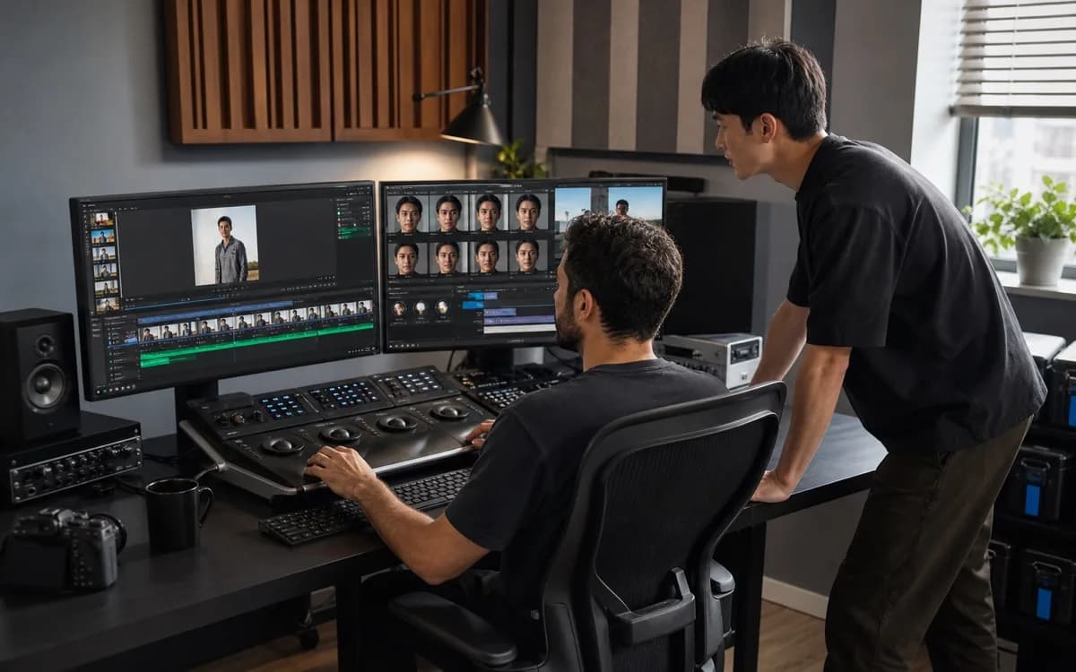 Editor handling production files reviewing VidMage assets, variants, and delivery output