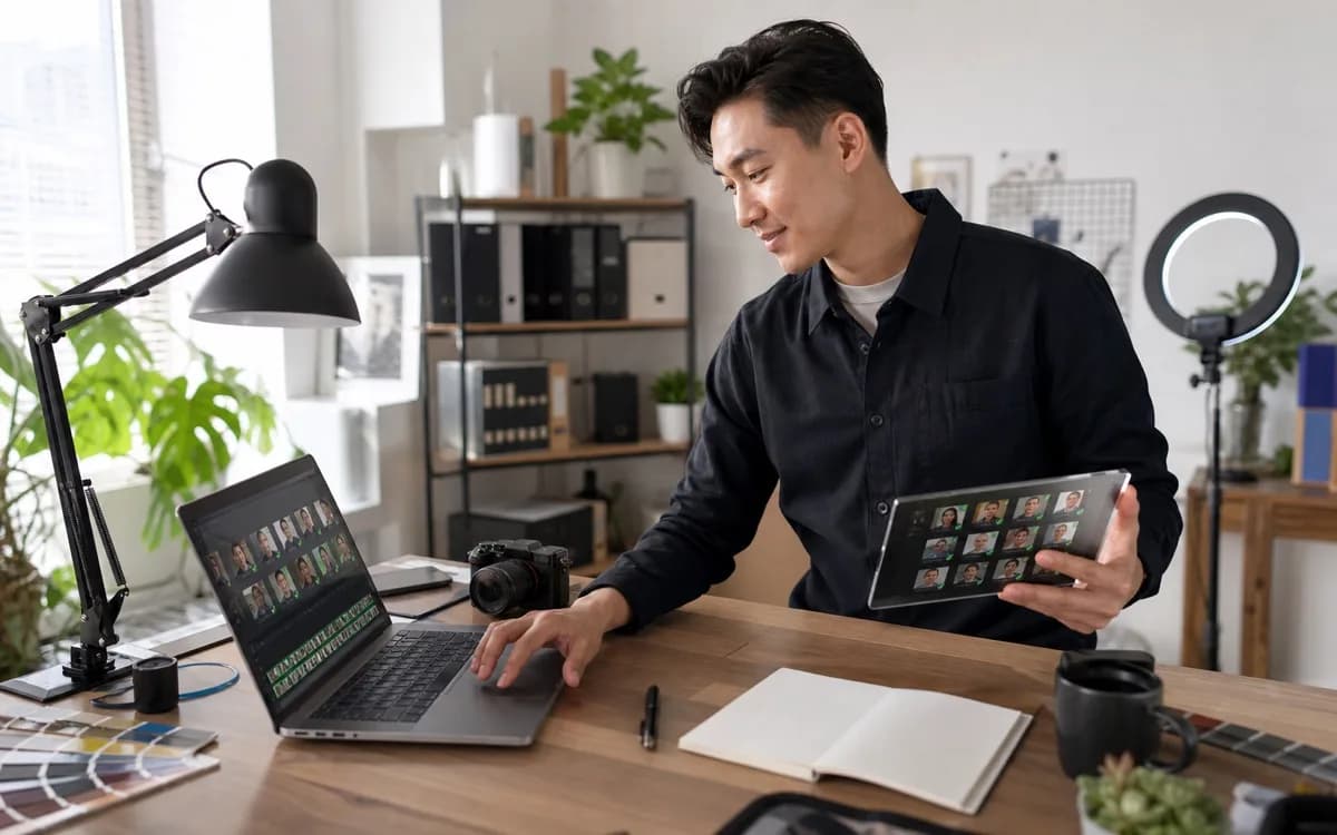 Owner packaging a new service reviewing VidMage assets, variants, and delivery output