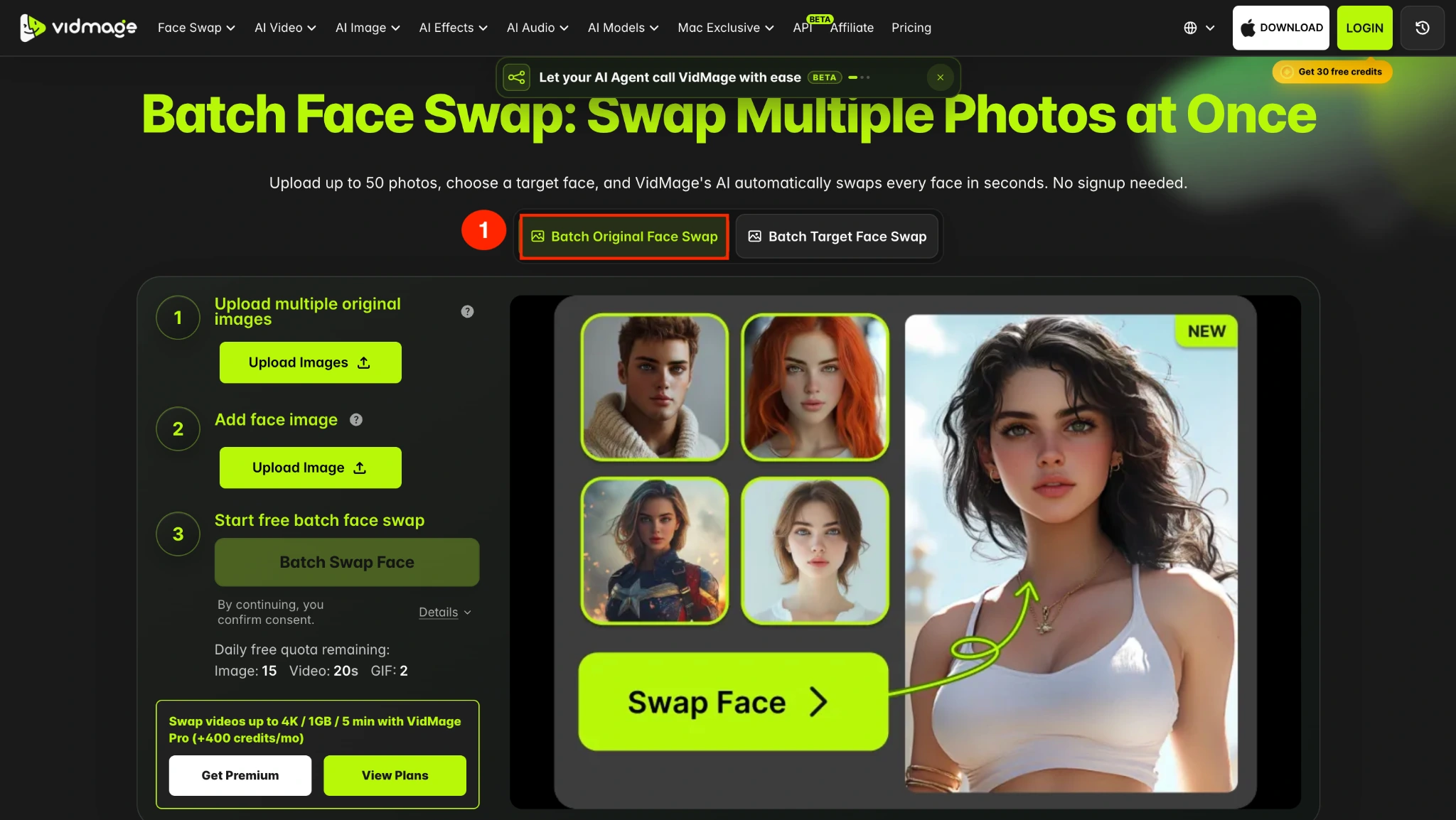 VidMage batch original face swap