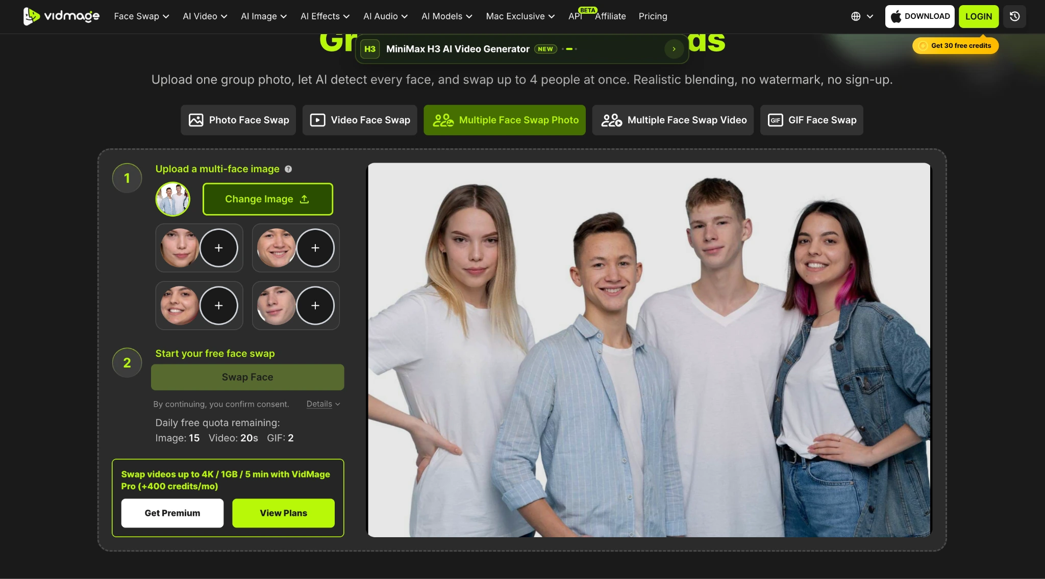 VidMage AI detects multiple faces