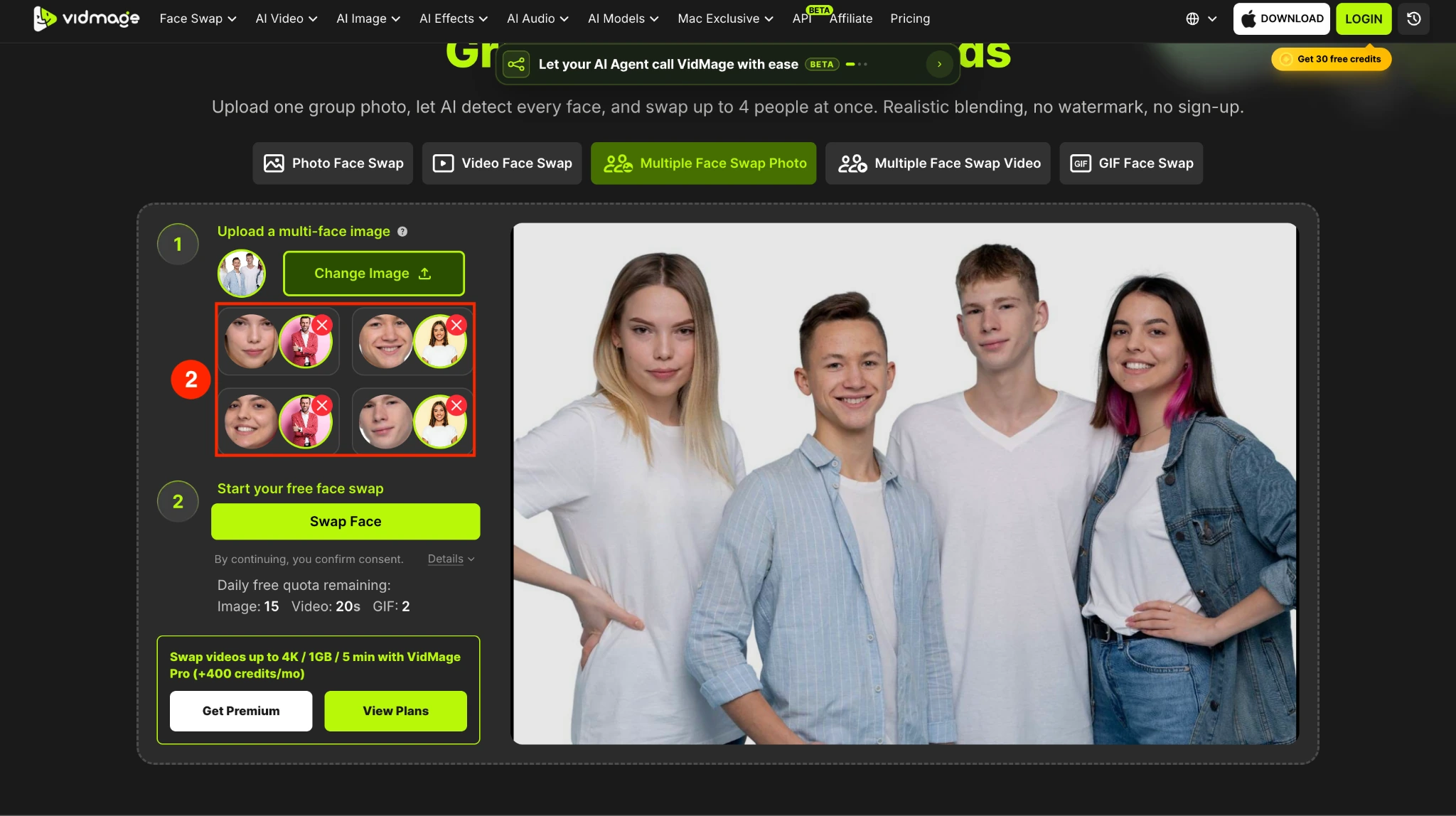VidMage assign source faces