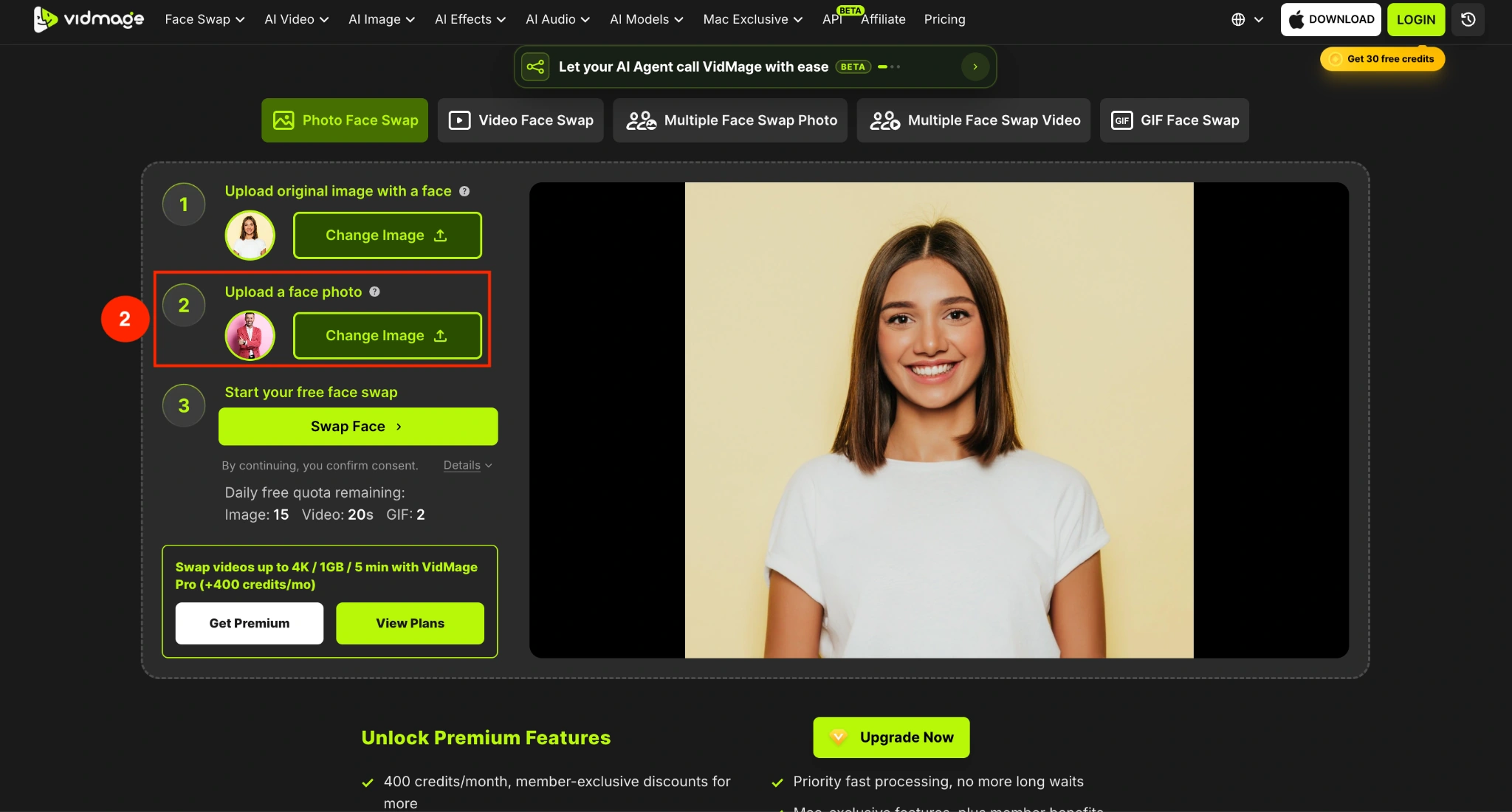 VidMage upload target photo