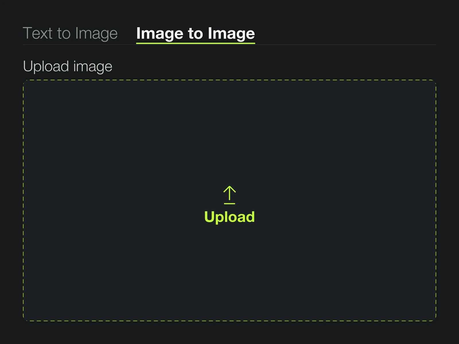 VidMage tool surface for Grok Imagine: Text to Image and Image to Image tabs with the Image to Image tab active above a dashed Upload area