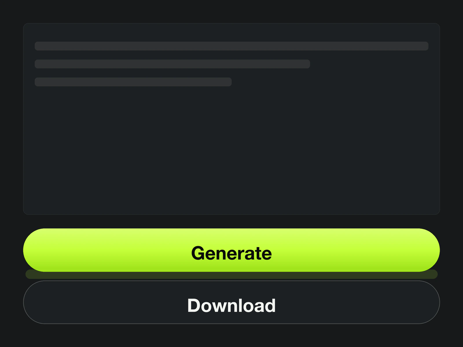 VidMage tool surface for Grok Imagine: prompt skeleton bars above a lime Generate button and a Download button