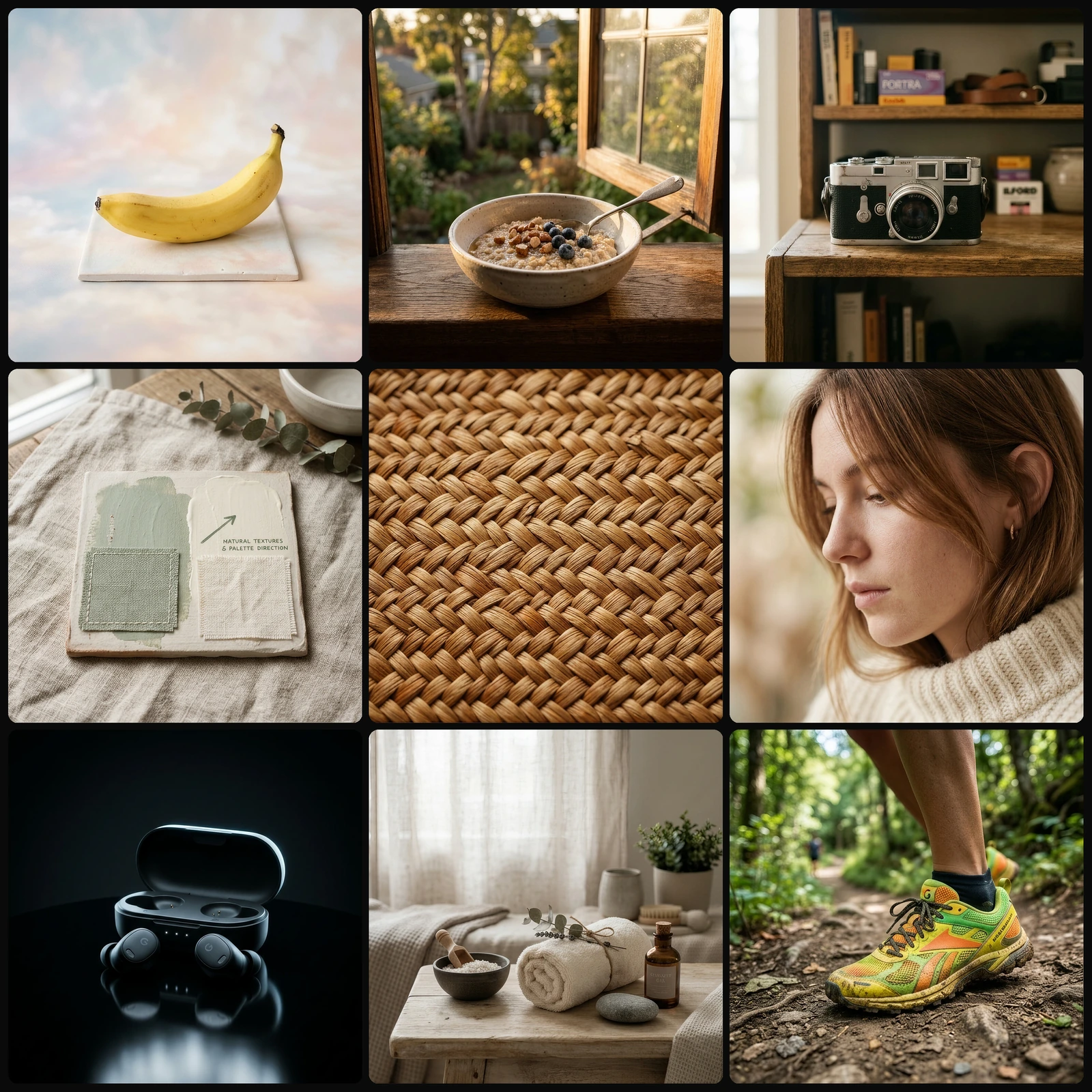 Text to Image mood tiles exploring different directions from one brief