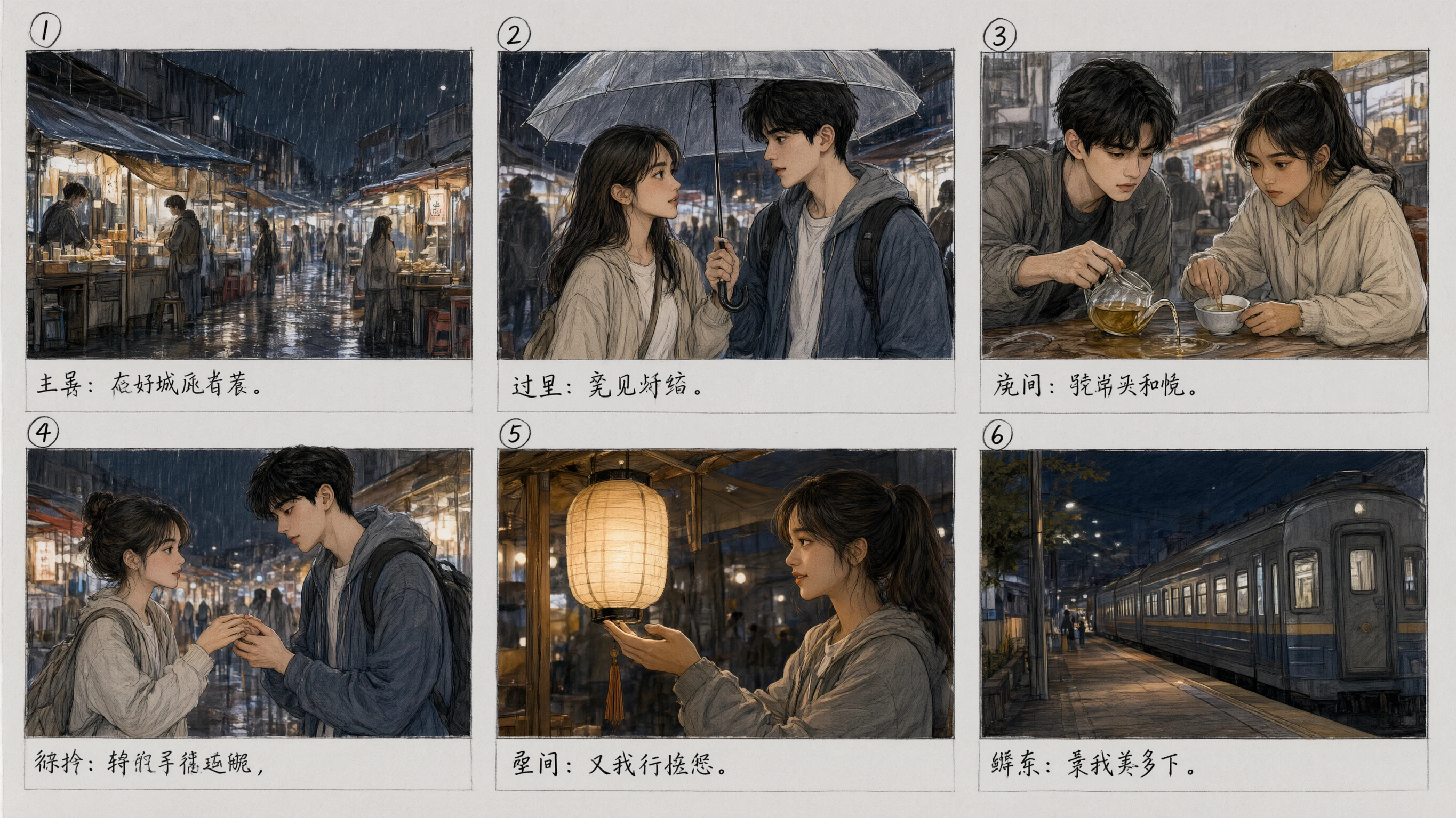 Six-panel short-drama storyboard from Qwen 3.0 Image Generator