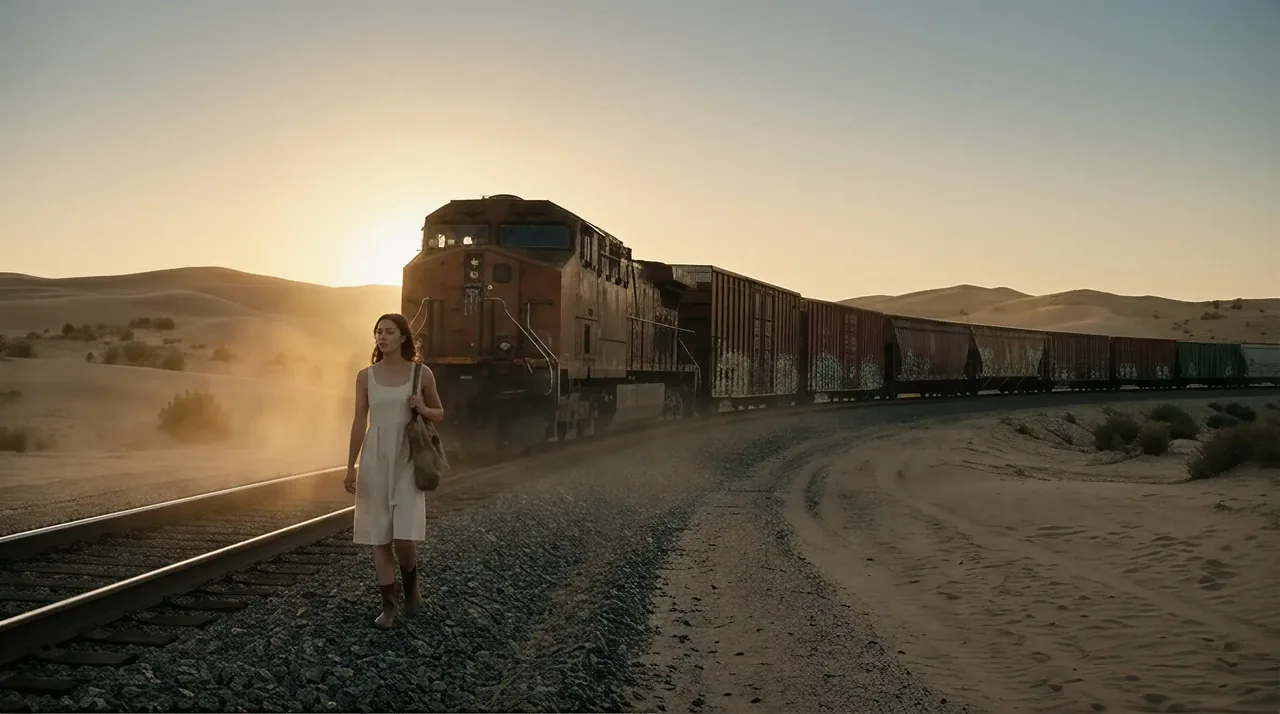 Desert train scene generated from a WAN text prompt