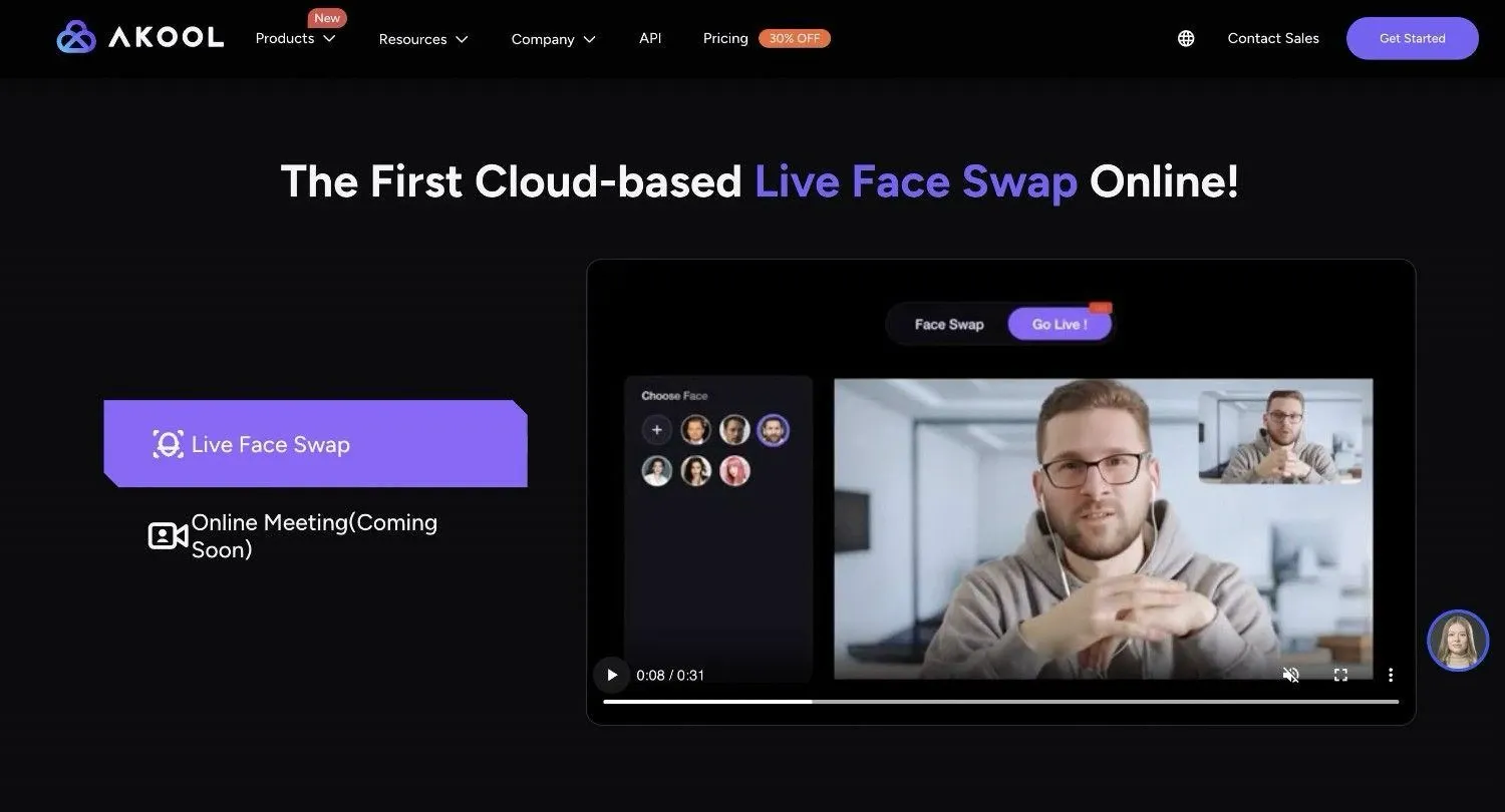 Akool AI best live face swap apps homepage