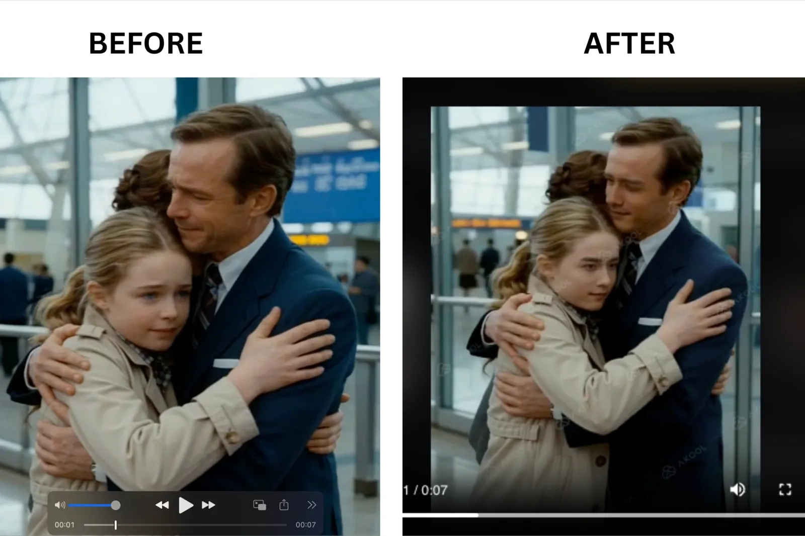AKOOL video face swap before and after