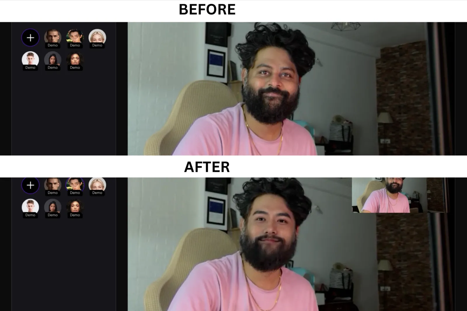 AKOOL live face swap before and after