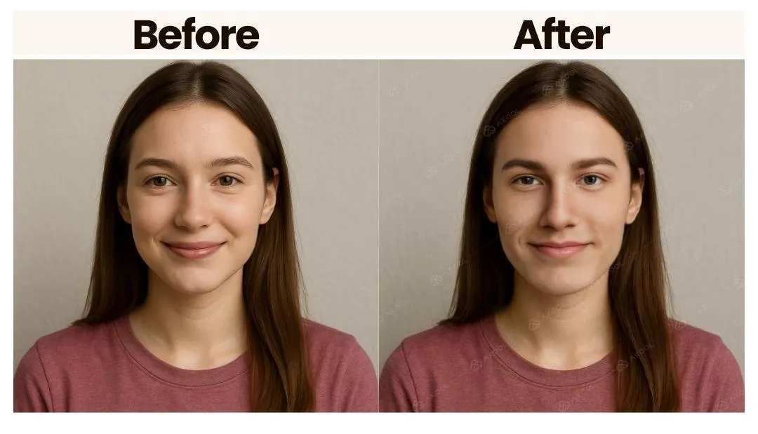 Akool face swap before and after image
