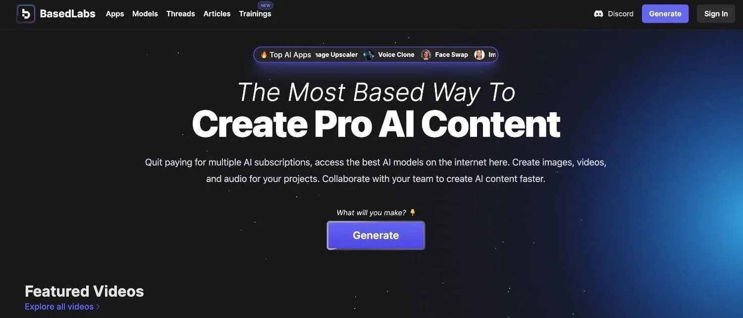 BasedLabs best deepfake apps for realistic faceswap homepage