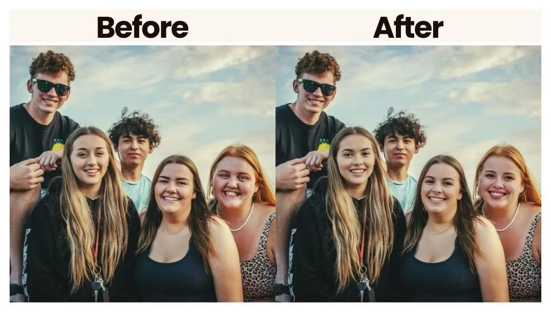 Before and after face swap with RemixAI