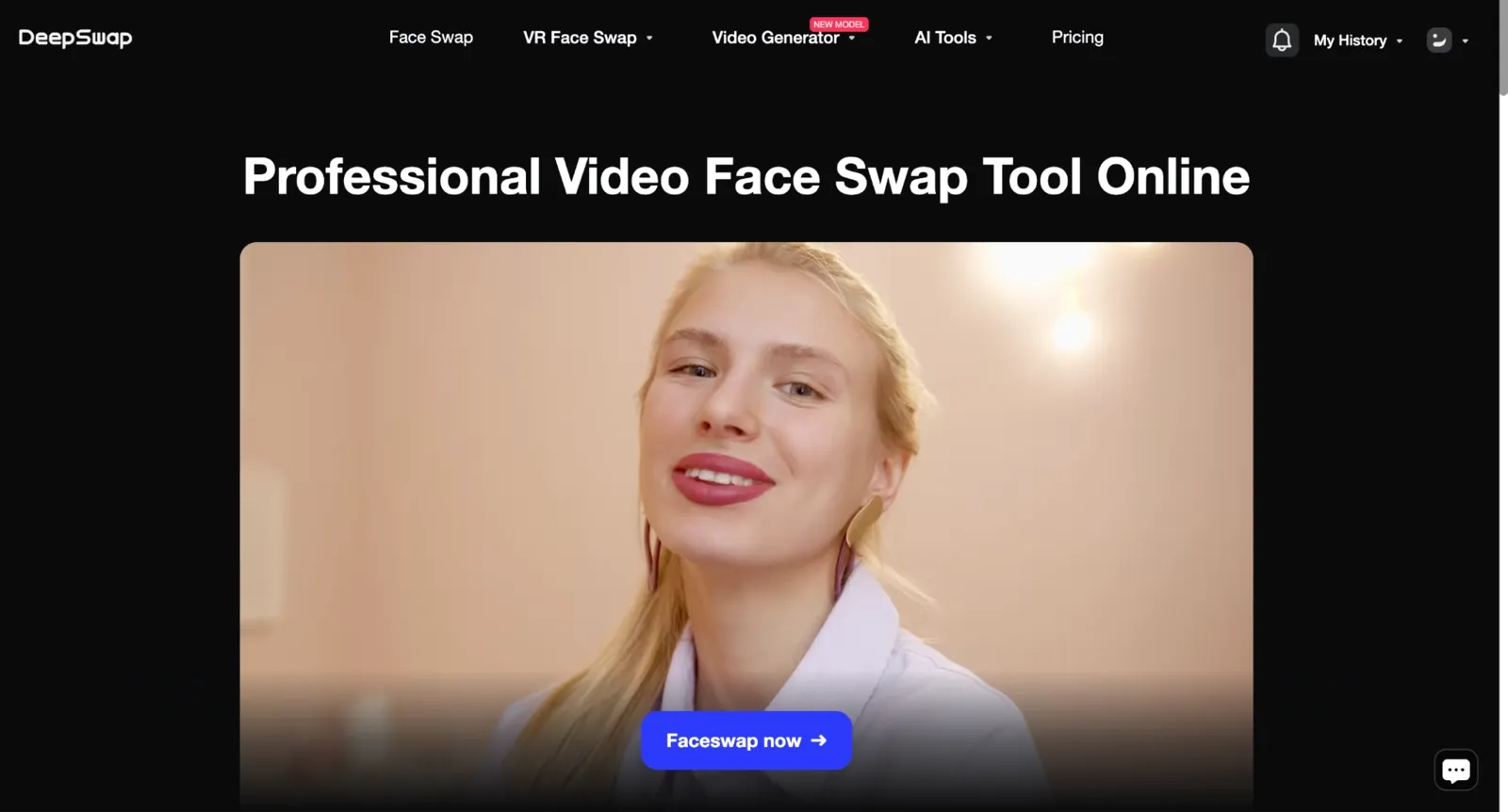 DeepSwap homepage