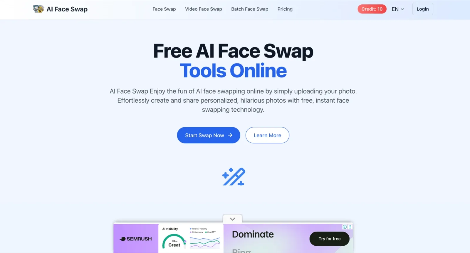 AI Face Swap homepage