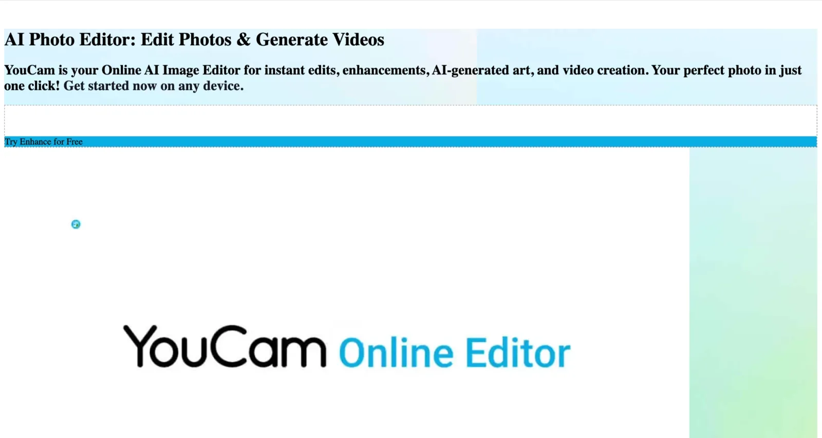 YouCam Video Face Swap homepage