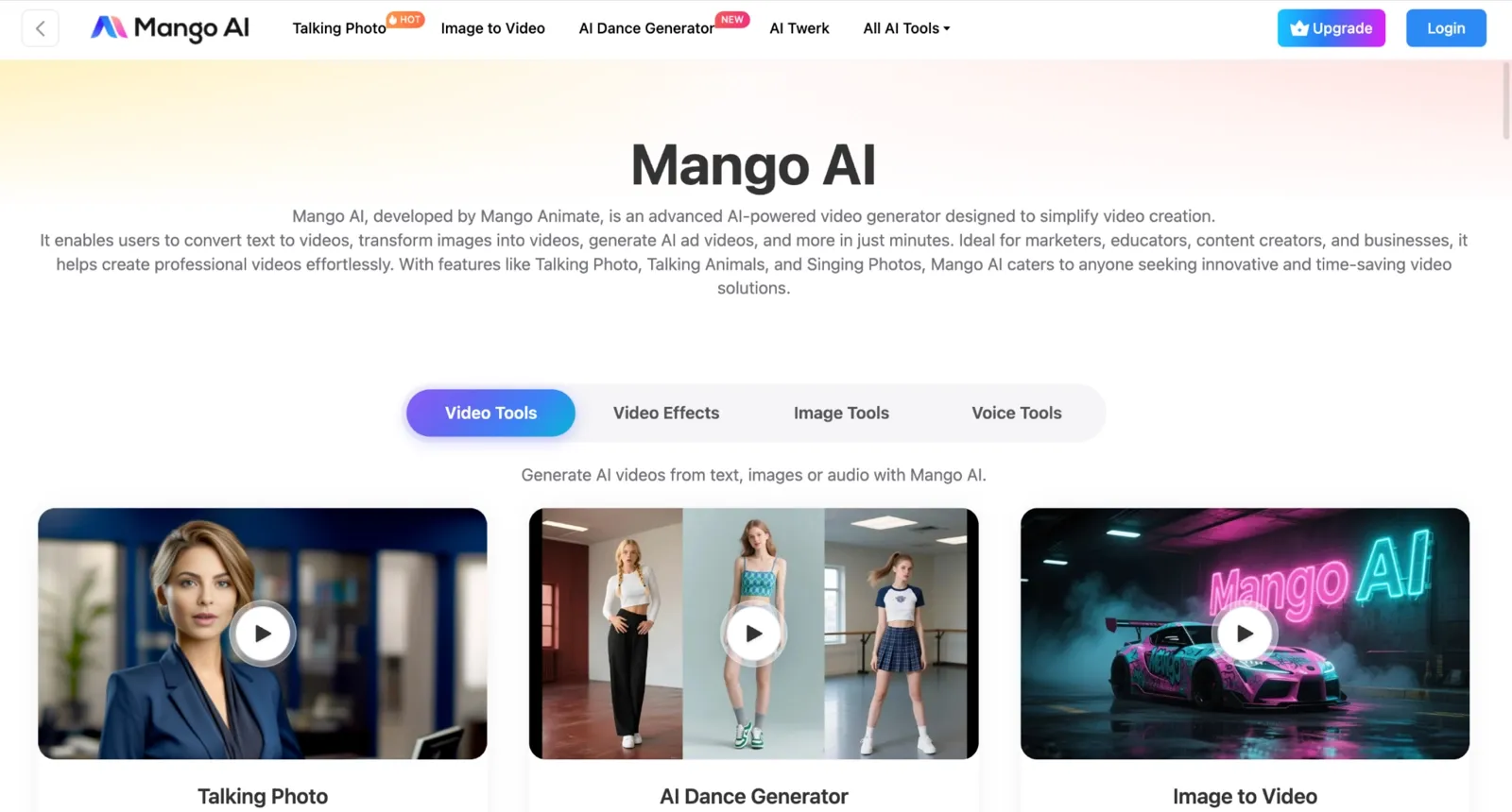 Mango AI homepage