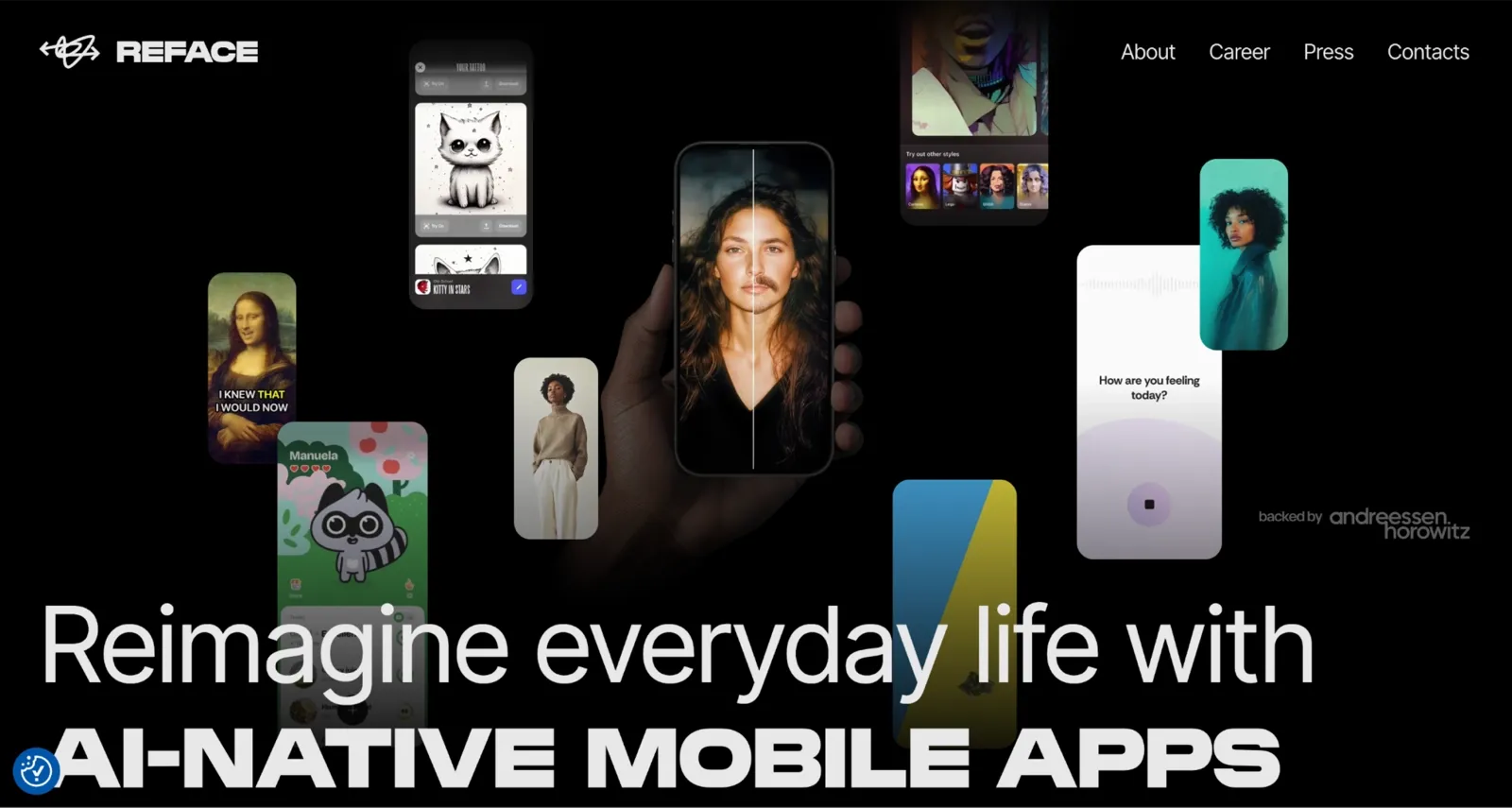 Reface homepage