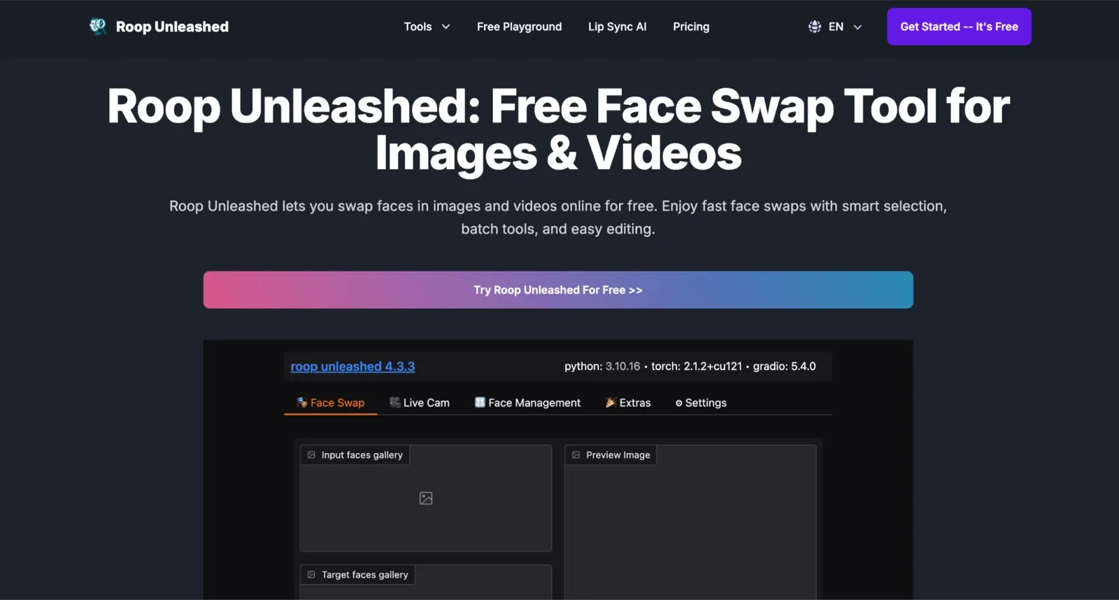 Roop Unleashed homepage