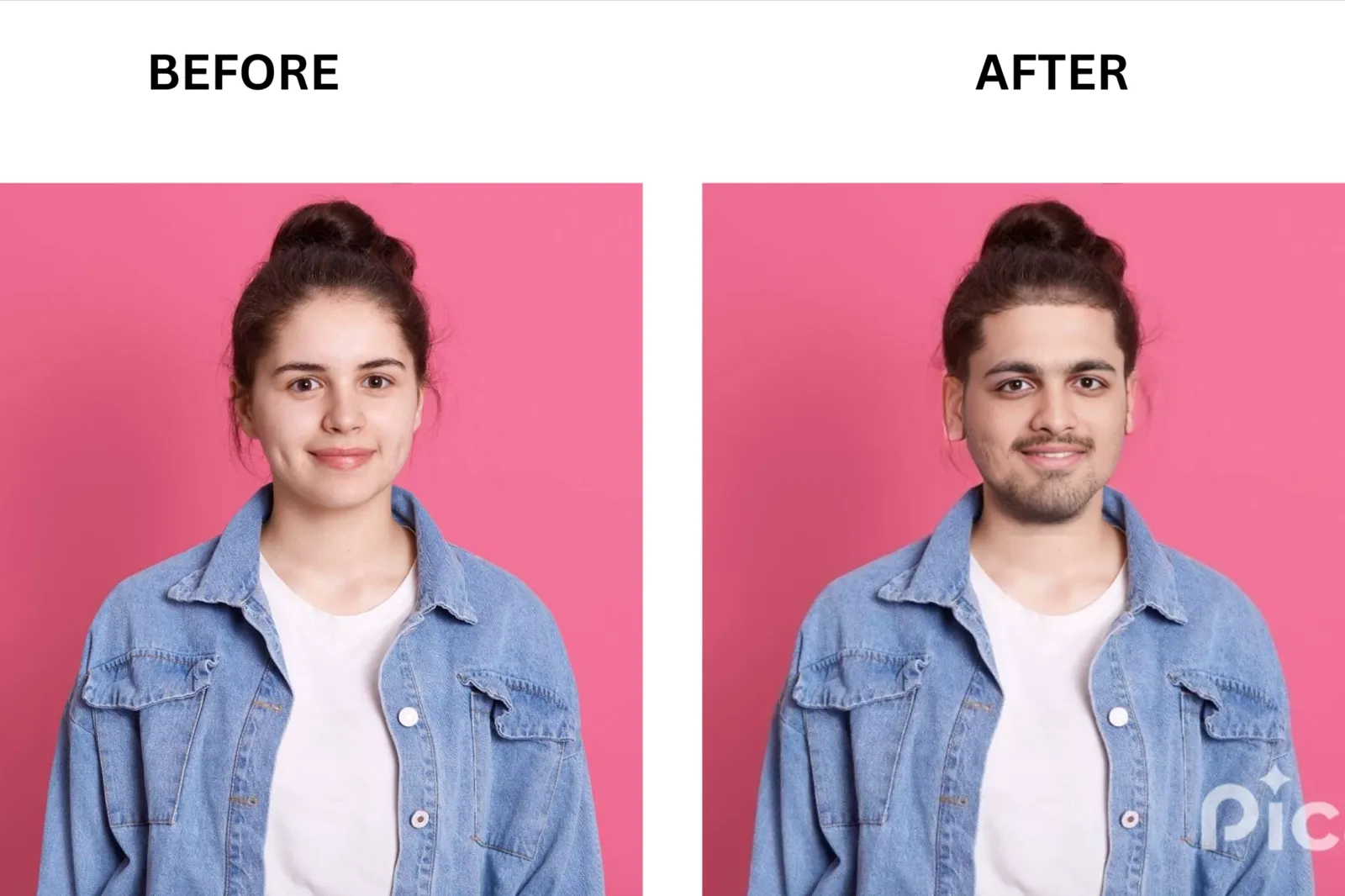 Pica AI face swap before and after