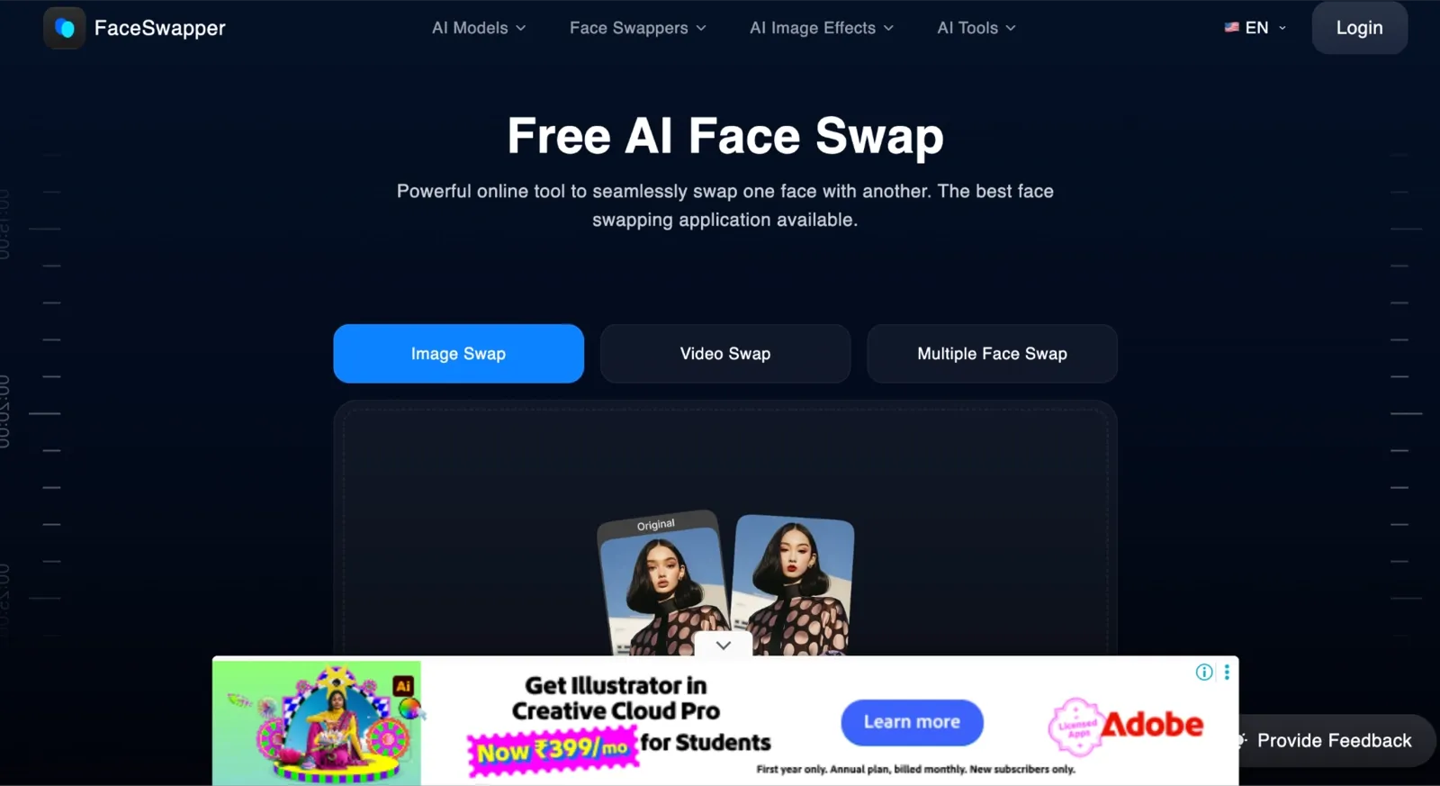 FaceSwaper.ai homepage
