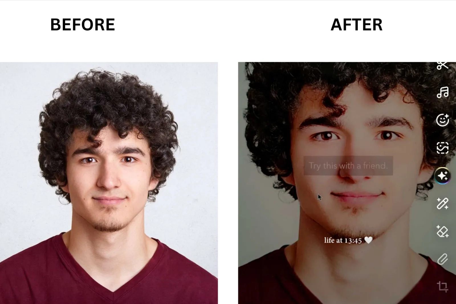 Snapchat before and after