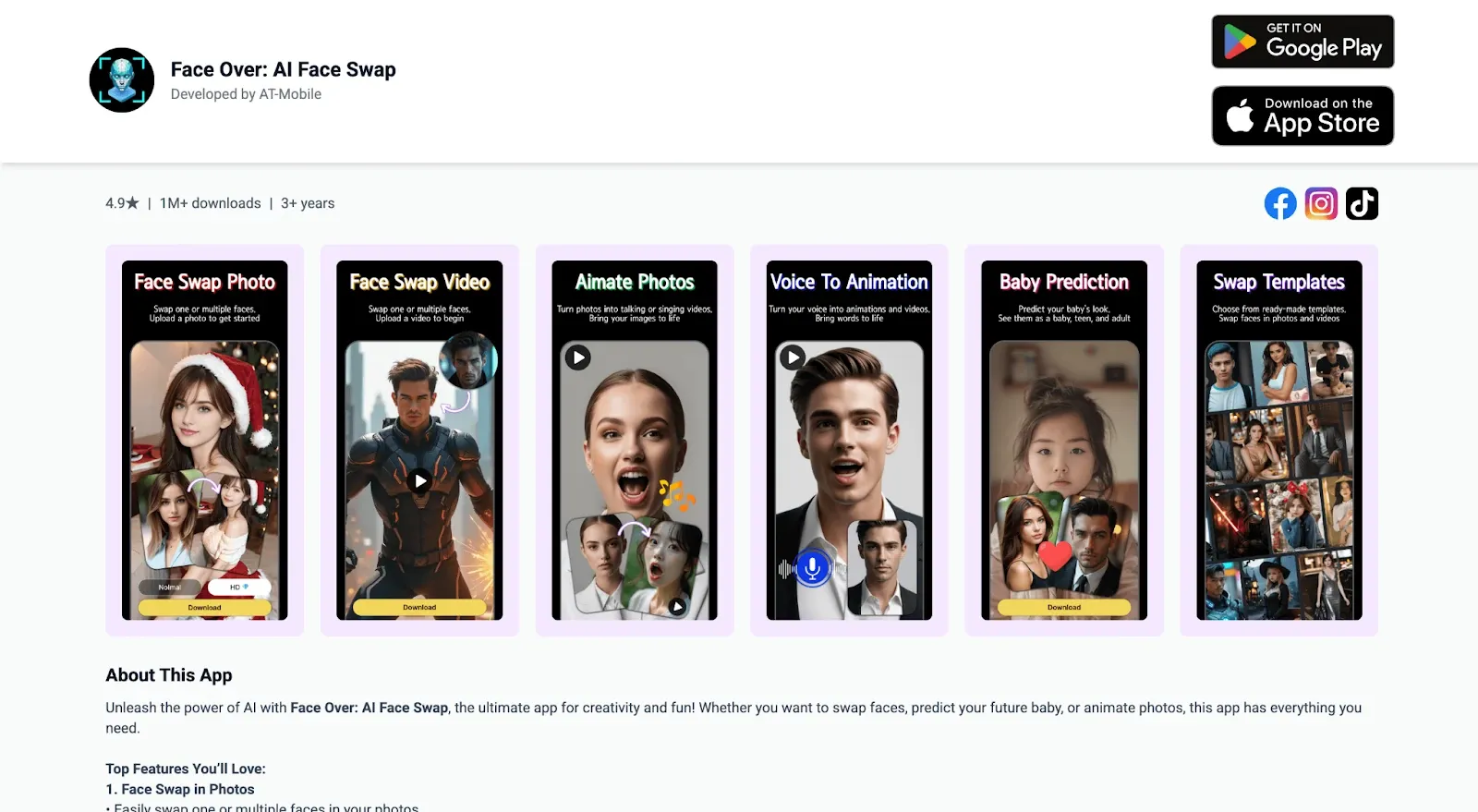Best face swap apps Face Over homepage