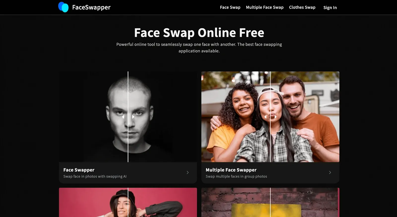 Best face swap apps Face Swapper homepage