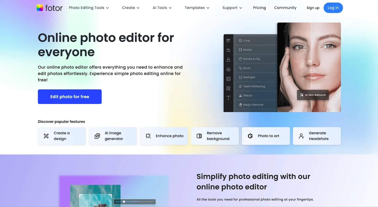 Best face swap apps Fotor homepage