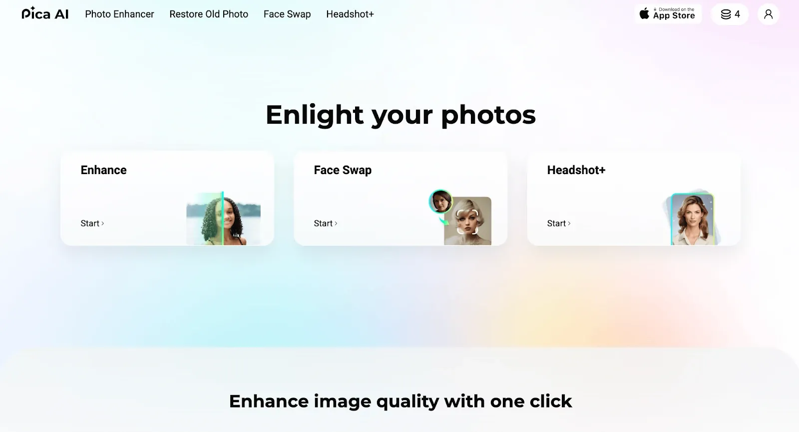 Best face swap apps Pica AI homepage