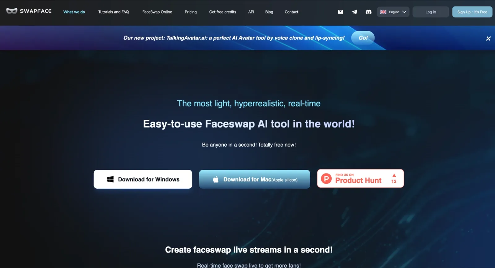 SwapFace homepage
