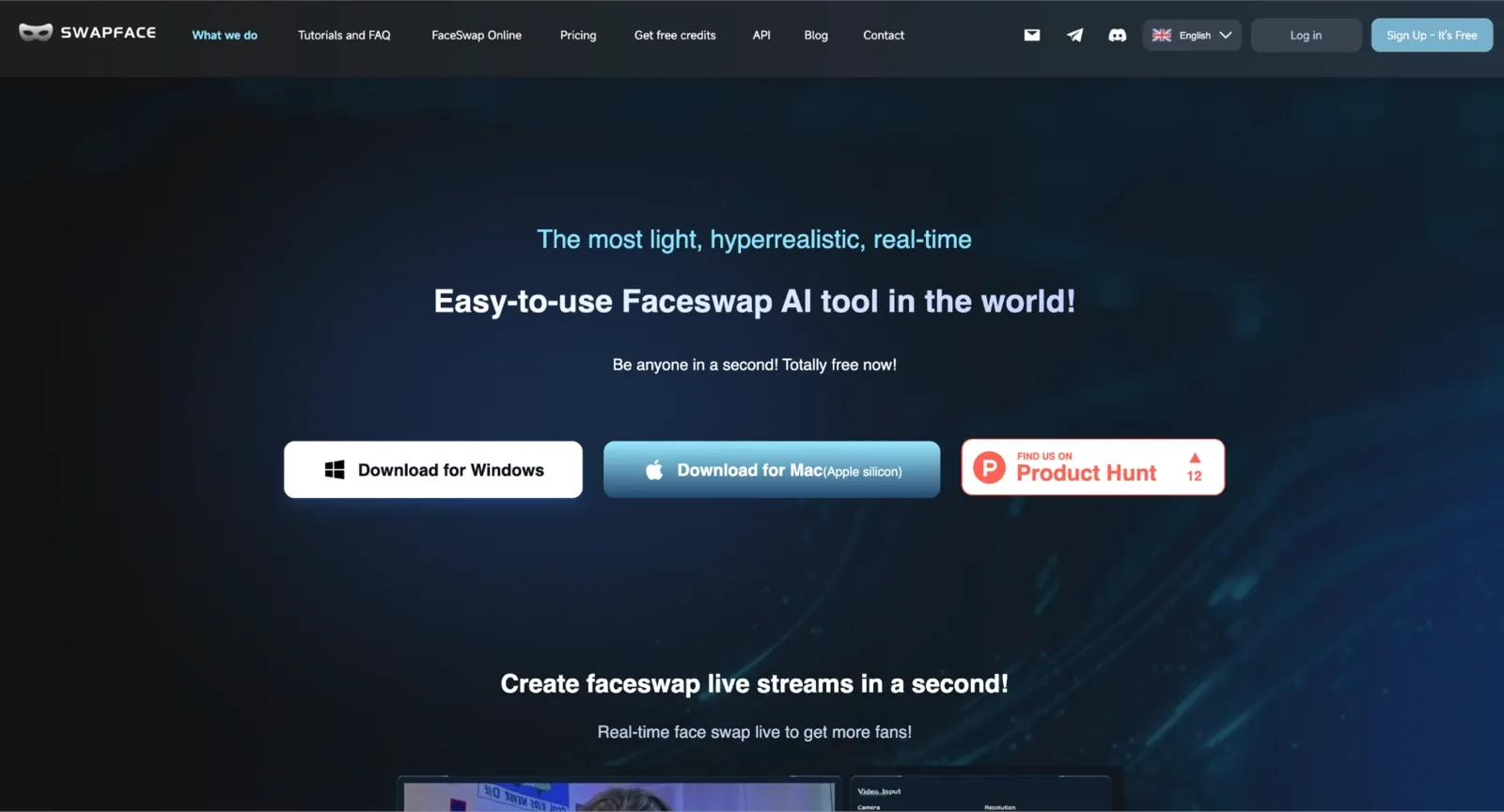 Swapface homepage