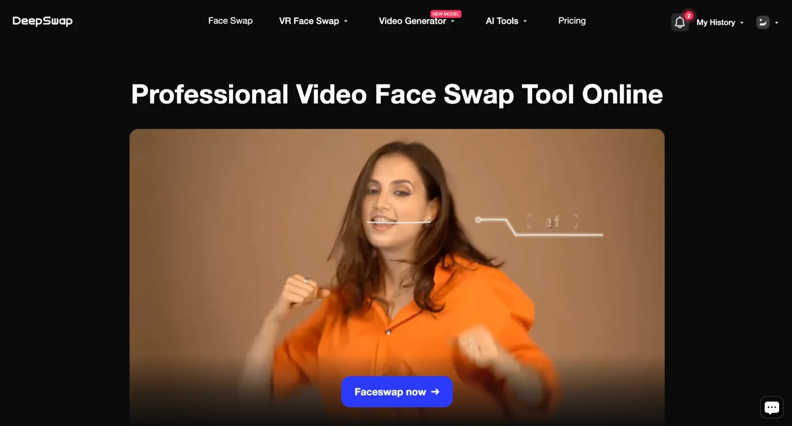 DeepSwap homepage