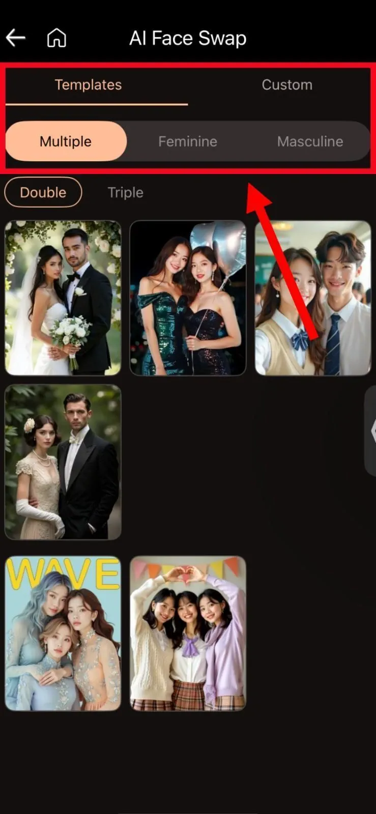 Choose an image from the templates