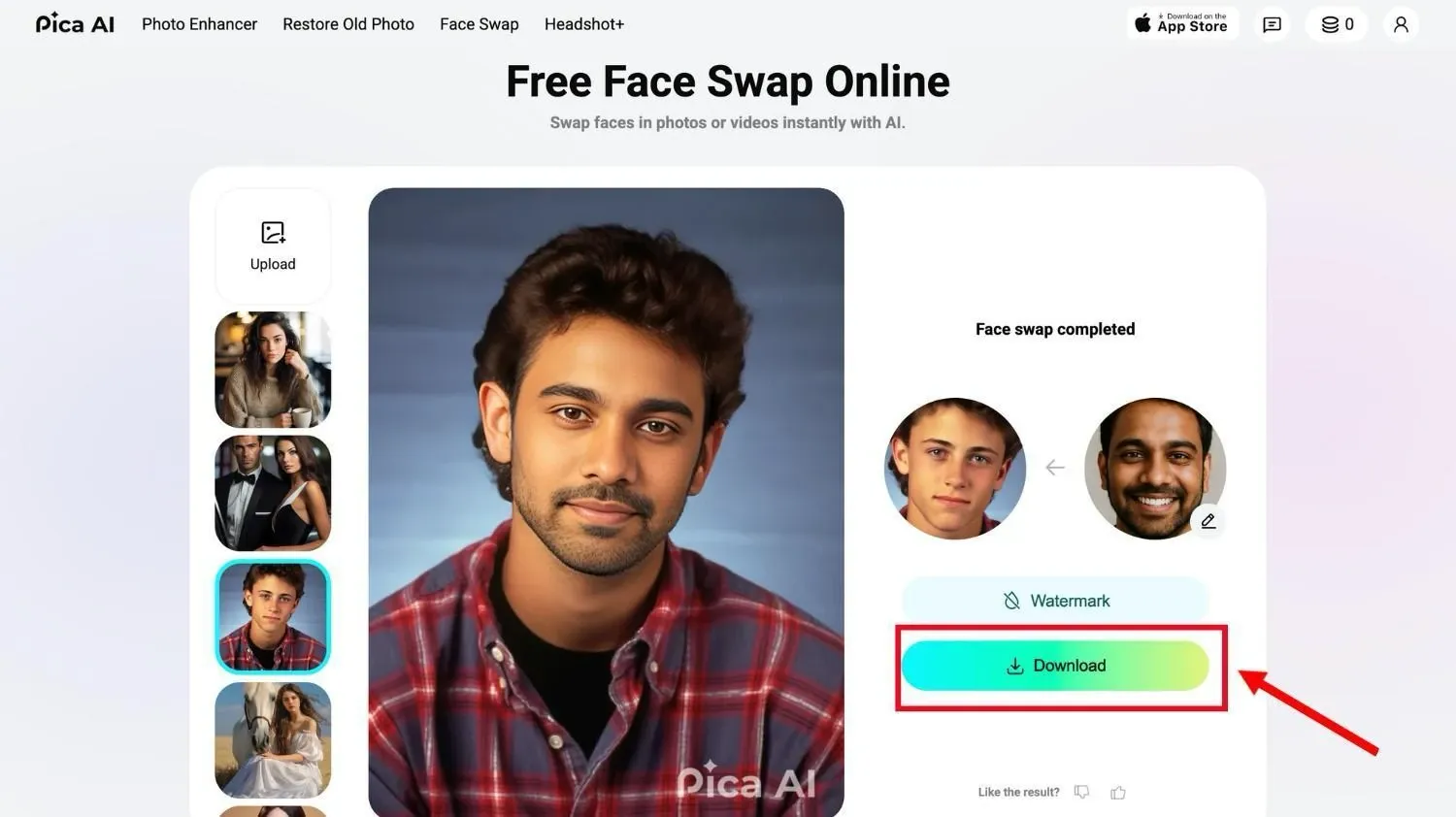 Click Download to export the swap