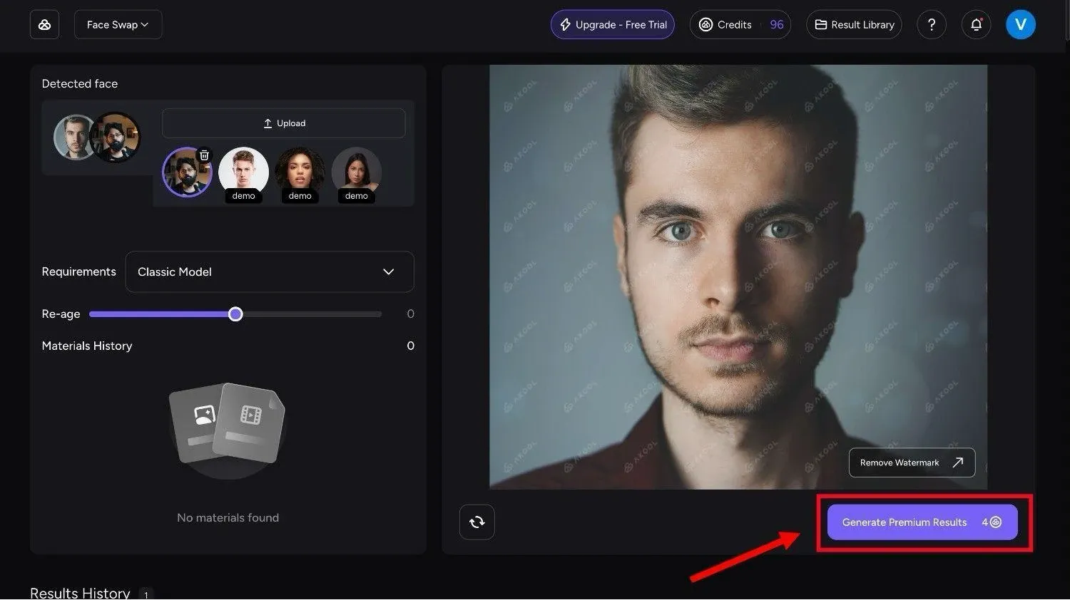 Click on Generate Premium Results