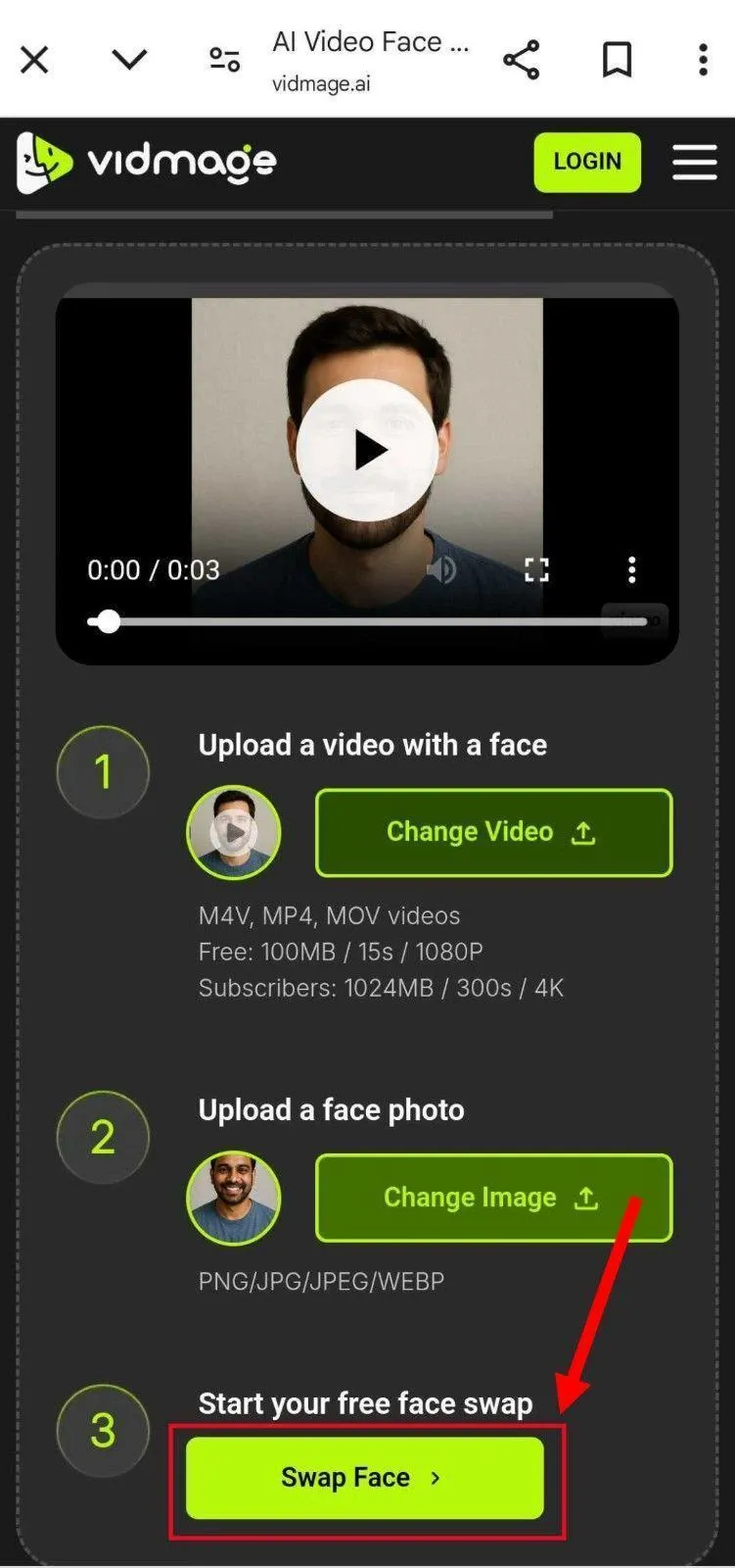Click Swap Face to swap both the images