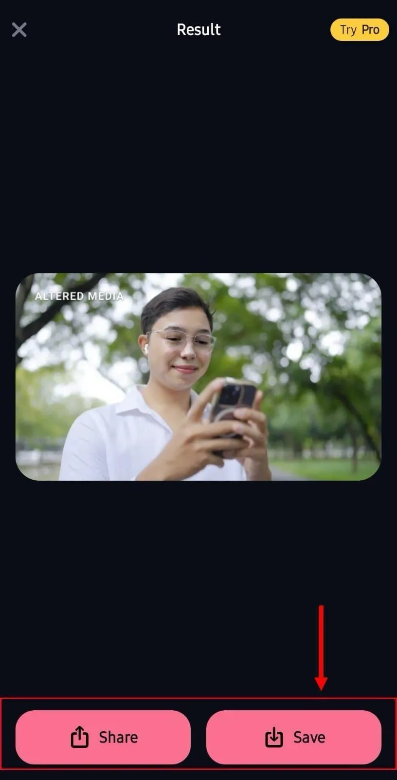 DeepFacer save or share the video
