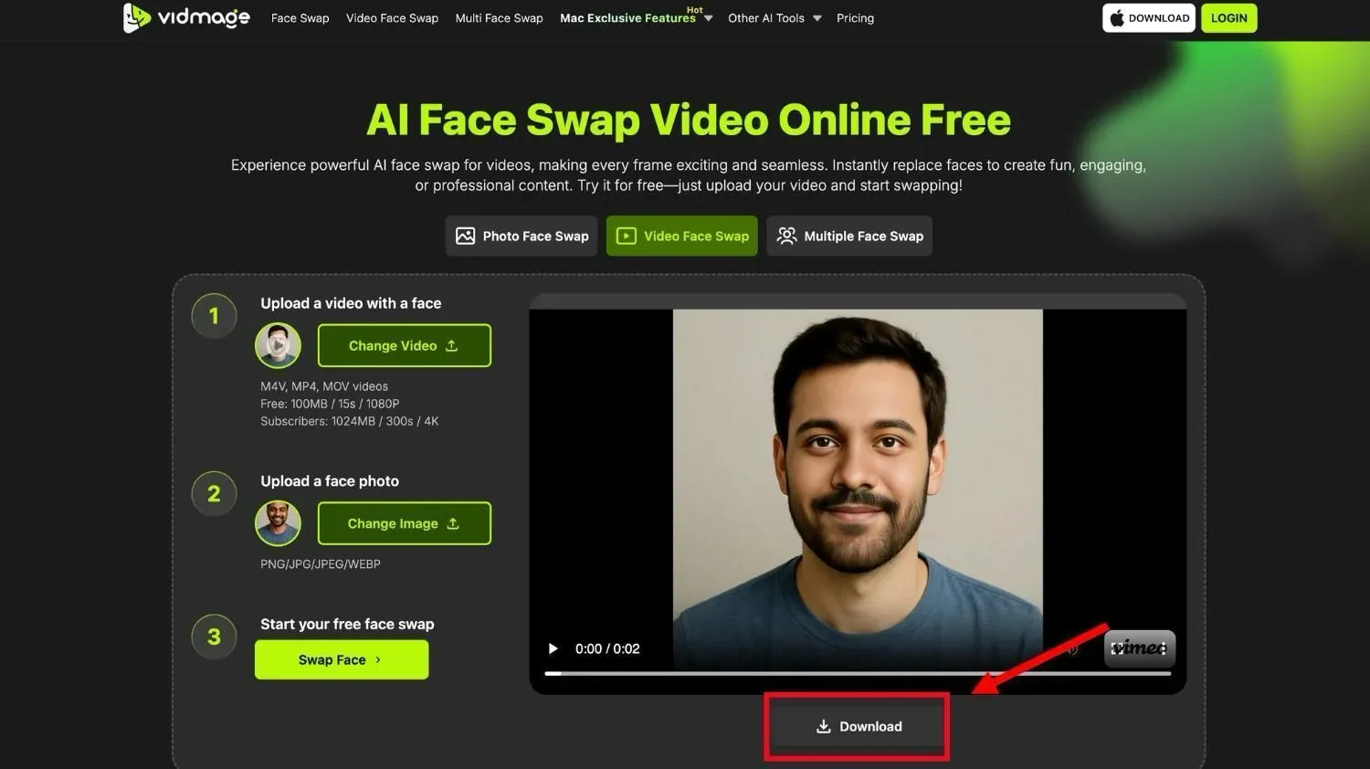 Download the face swapped video
