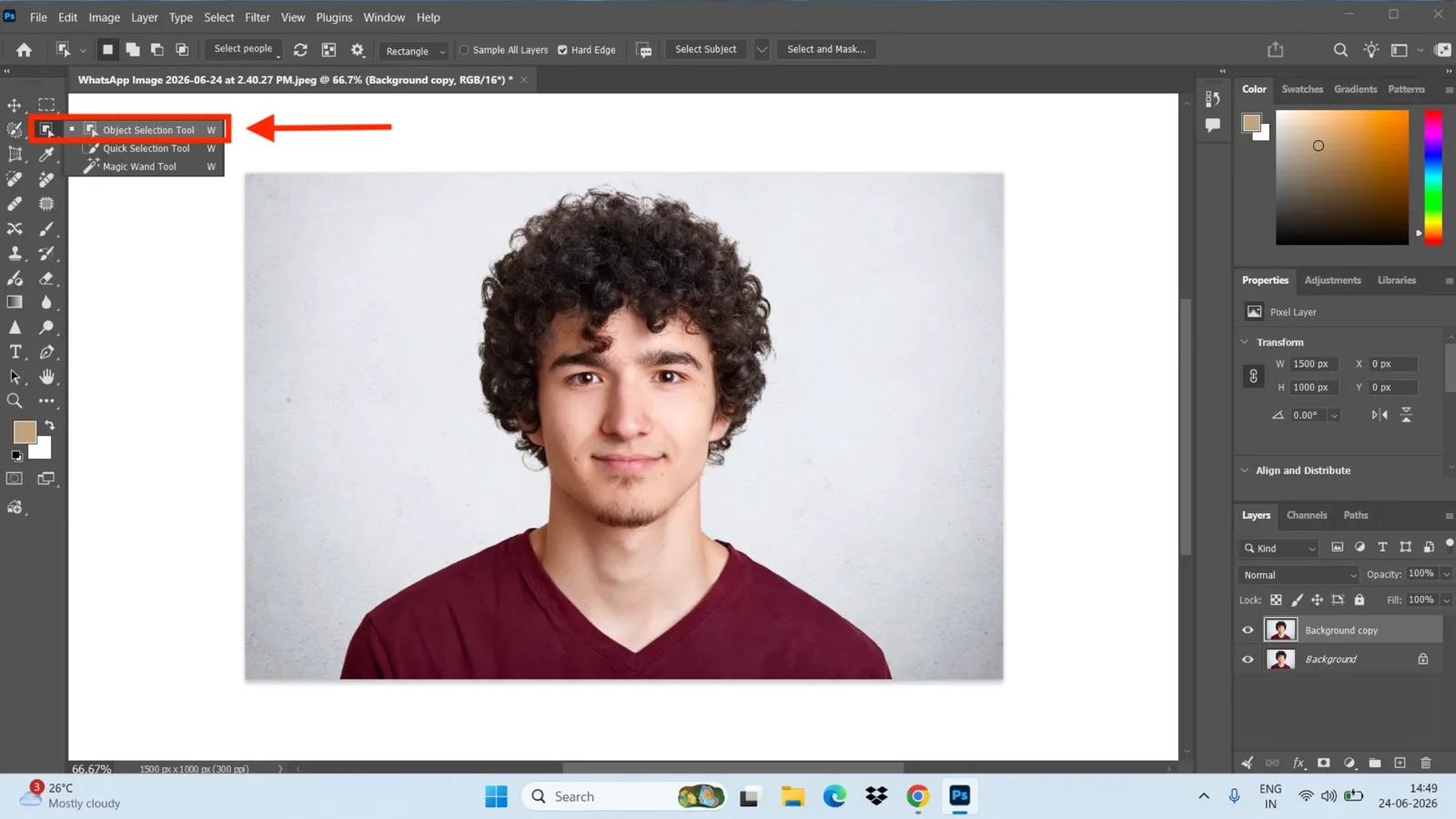 Photoshop select object selection tool