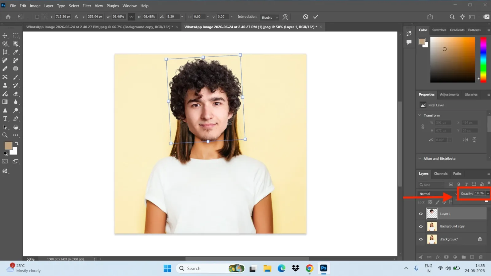 Photoshop increase opacity