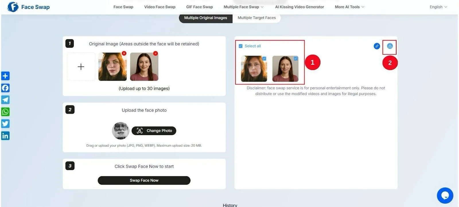 Face Swap select and download face swap images