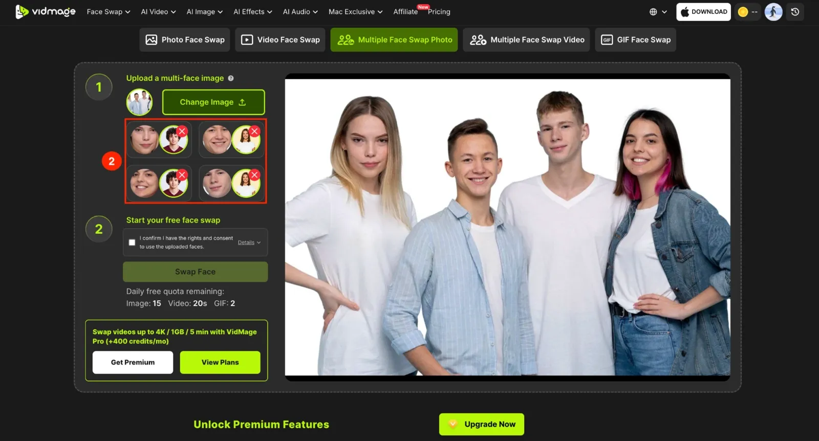 VidMage upload target faces