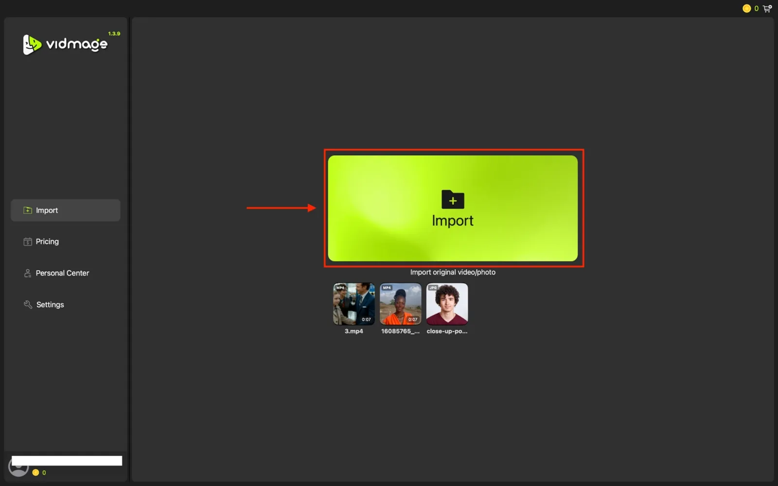 VidMage desktop import