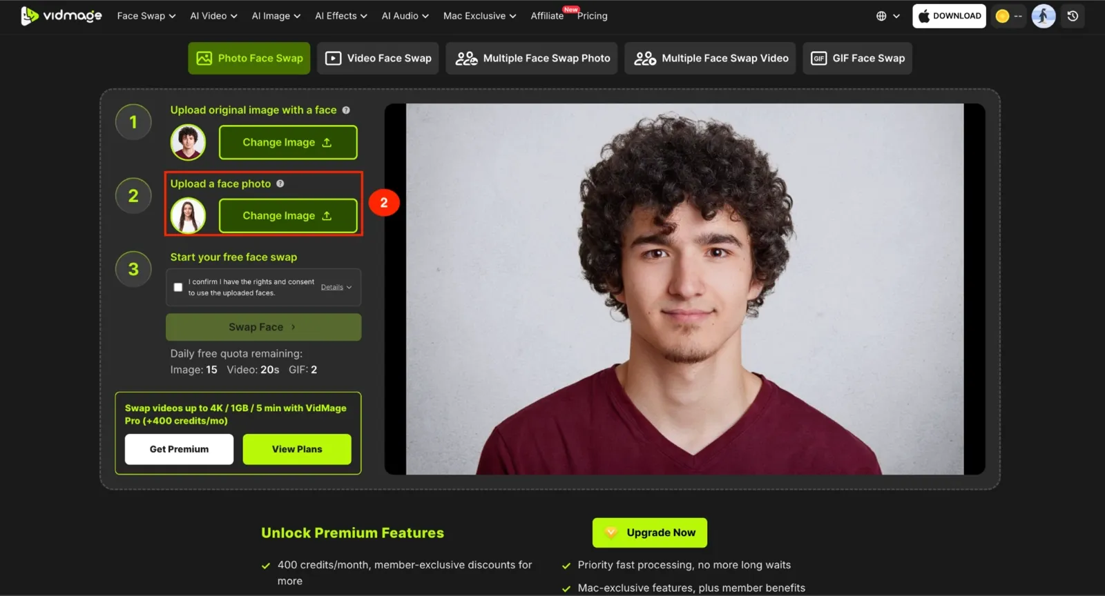 VidMage upload target face